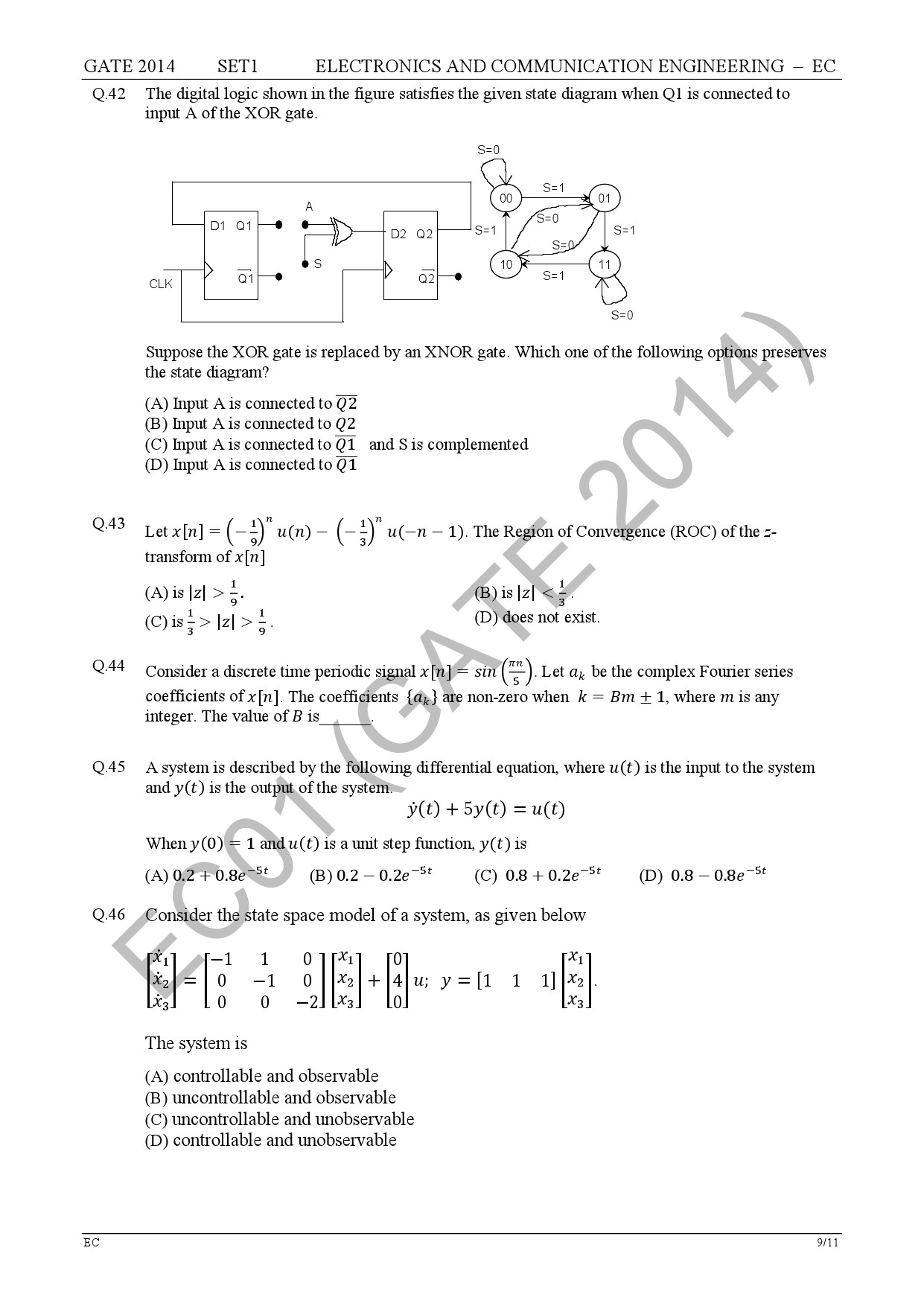 GATE Exam Question Paper 2014 Electronics and Communication Engineering Set 1 15