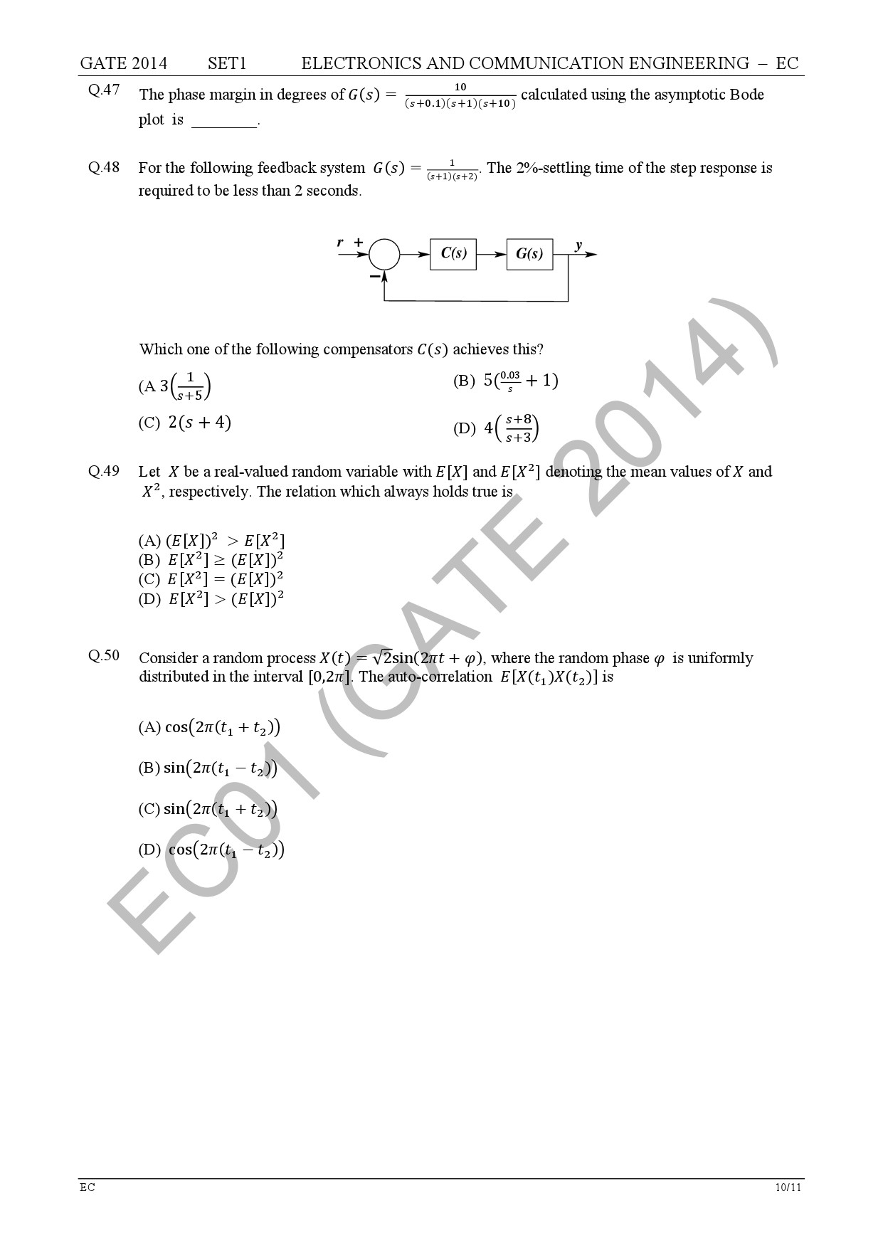 GATE Exam Question Paper 2014 Electronics and Communication Engineering Set 1 16