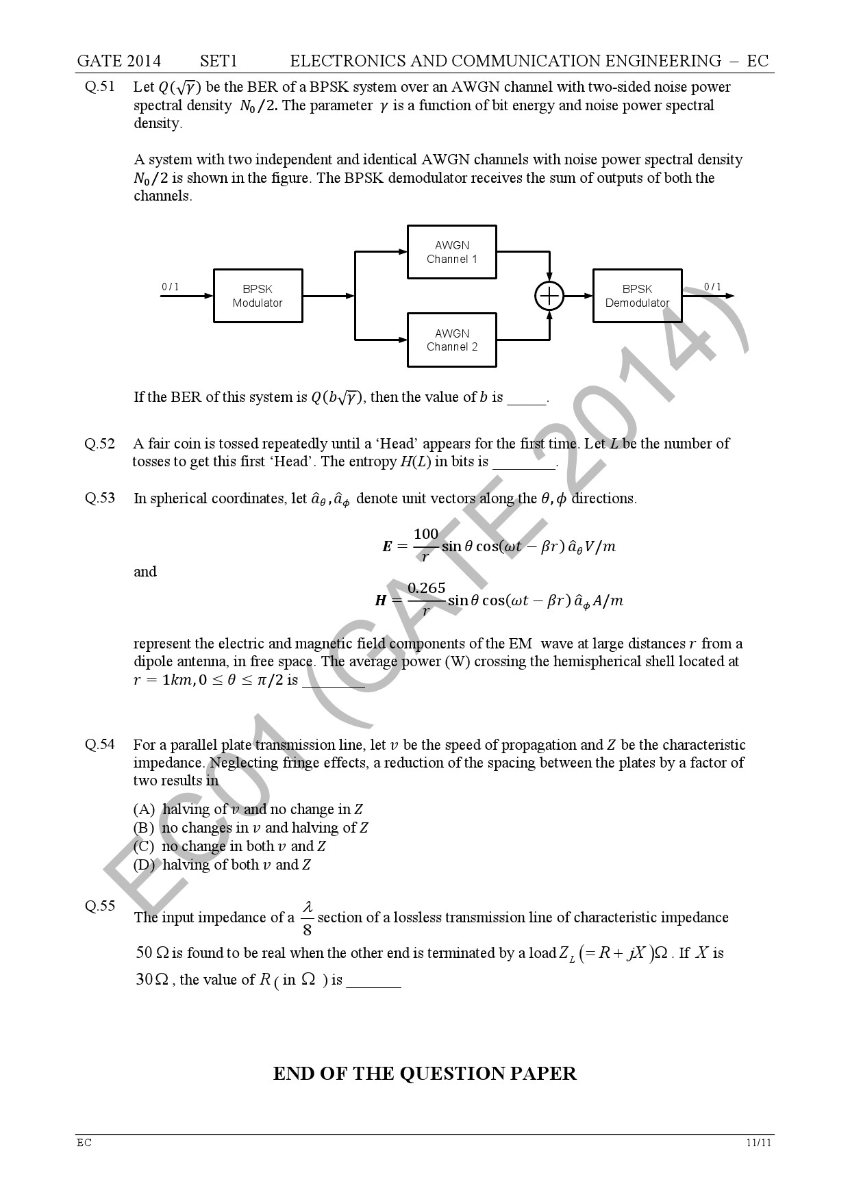 GATE Exam Question Paper 2014 Electronics and Communication Engineering Set 1 17