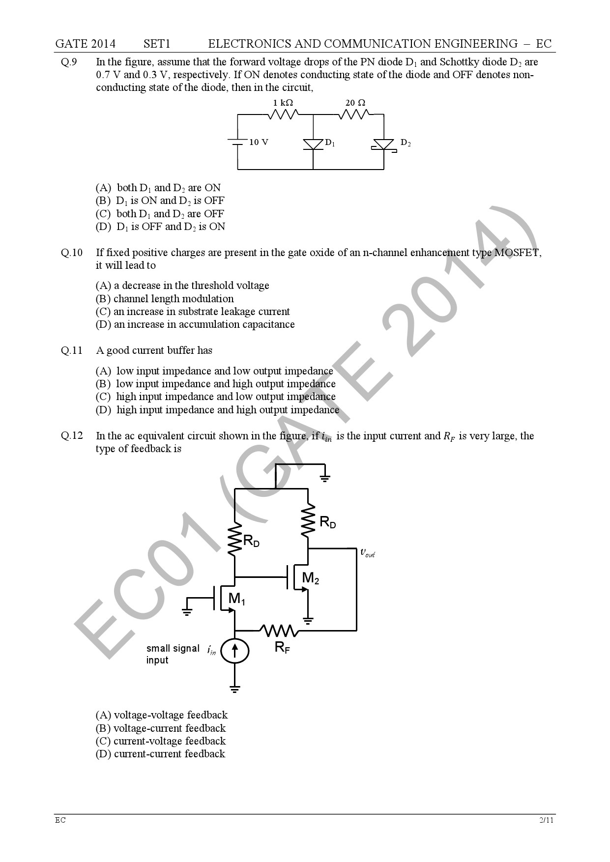 GATE Exam Question Paper 2014 Electronics and Communication Engineering Set 1 8