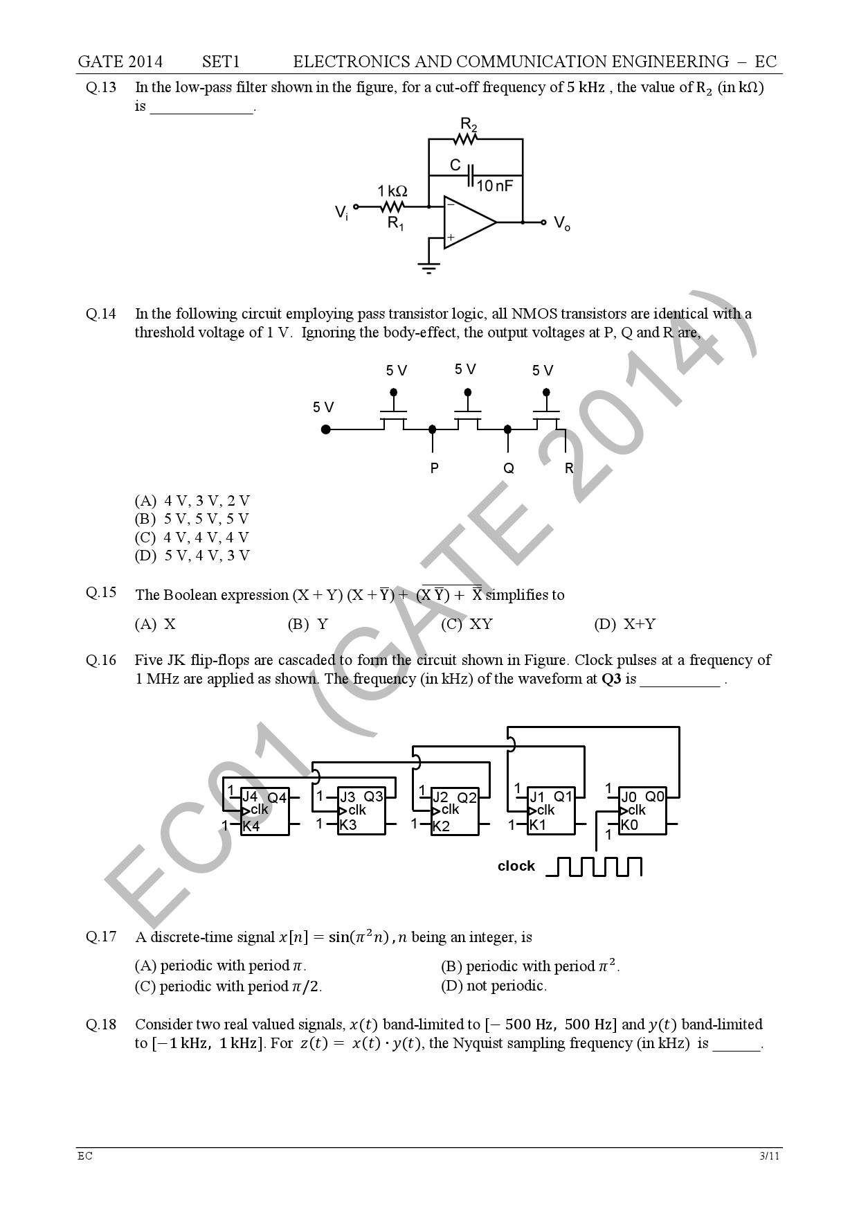 GATE Exam Question Paper 2014 Electronics and Communication Engineering Set 1 9