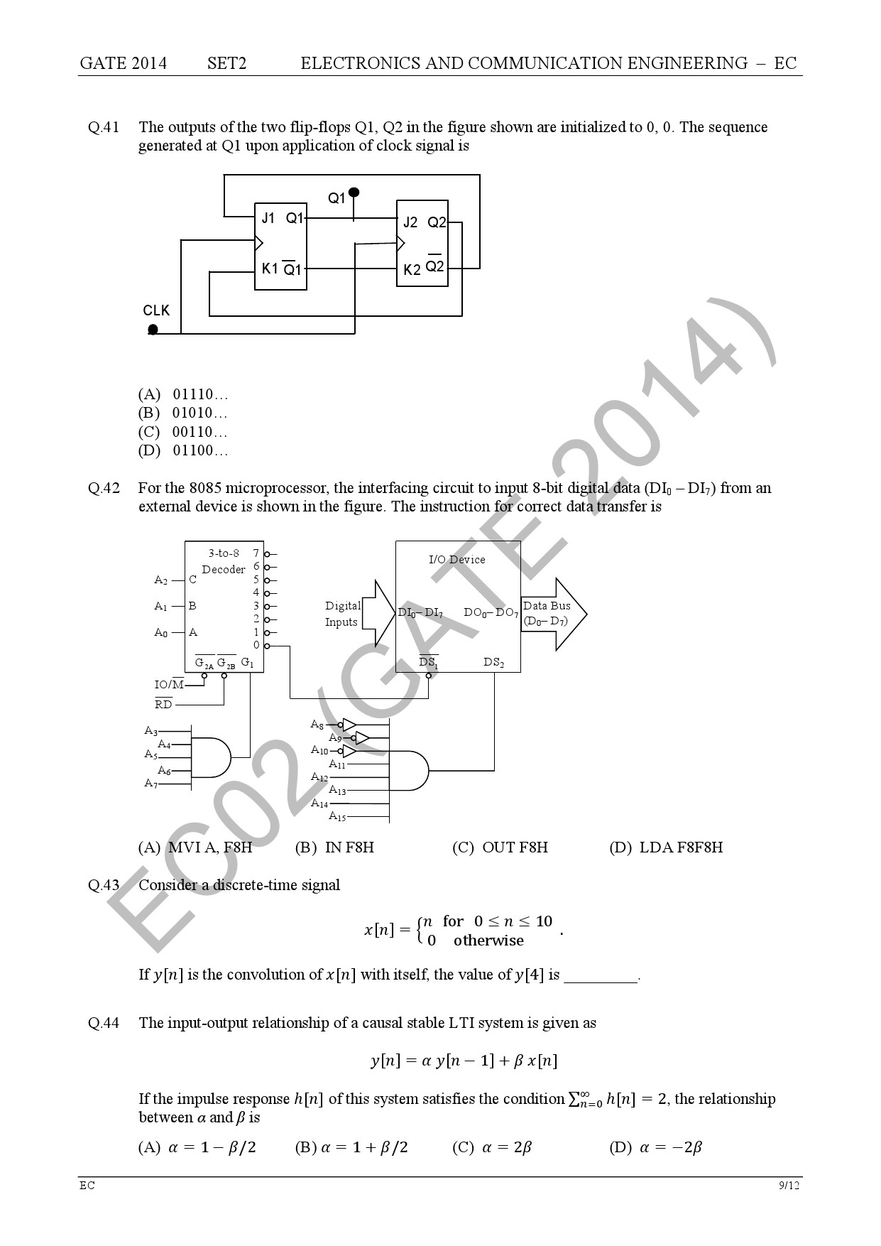 GATE Exam Question Paper 2014 Electronics and Communication Engineering Set 2 15