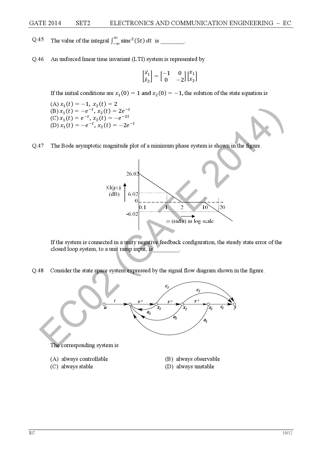 GATE Exam Question Paper 2014 Electronics and Communication Engineering Set 2 16