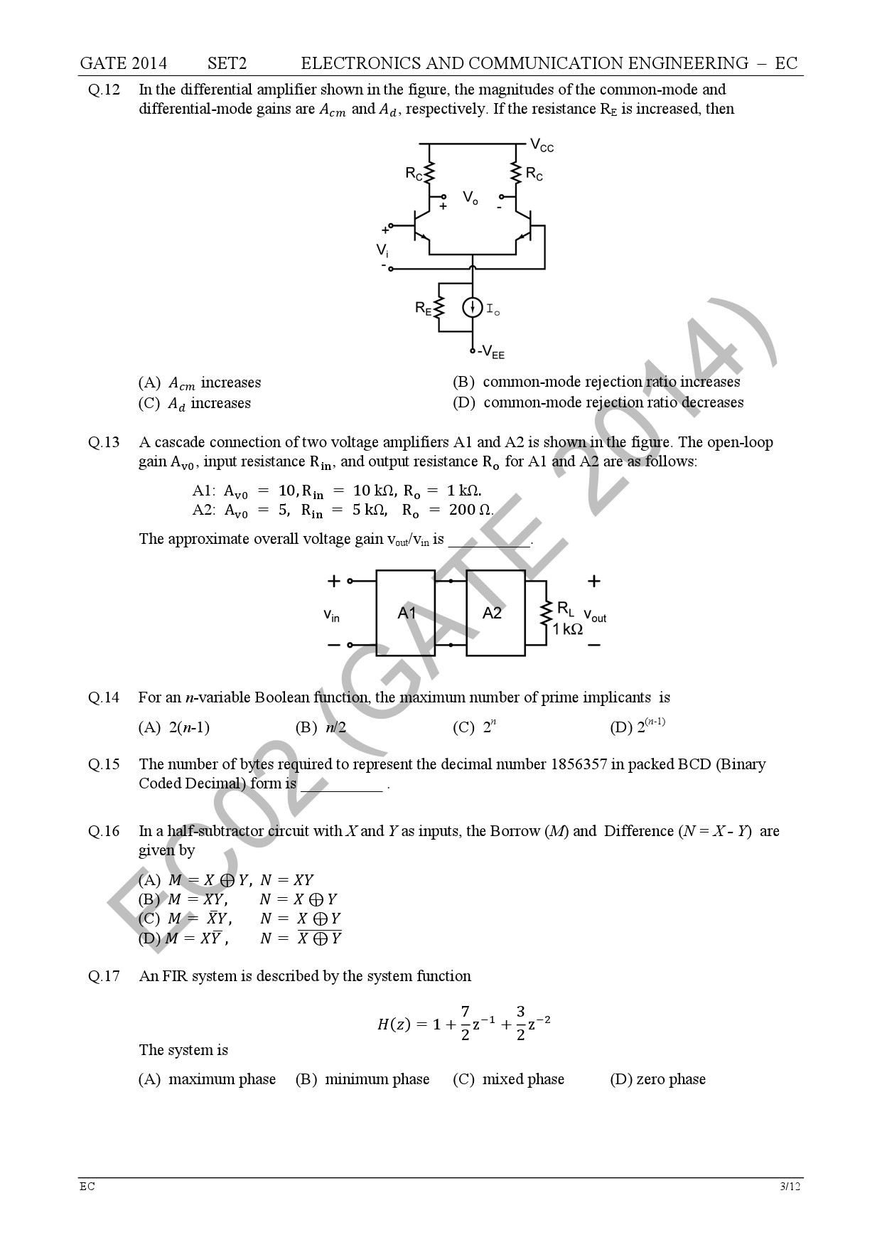 GATE Exam Question Paper 2014 Electronics and Communication Engineering Set 2 9