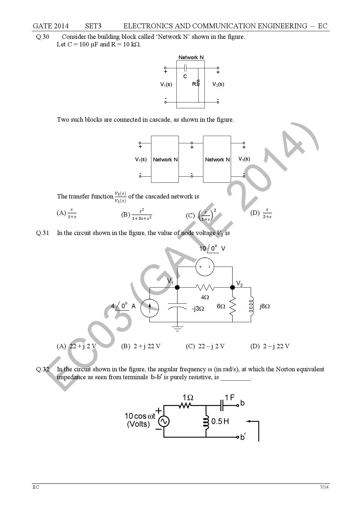 GATE Exam Question Paper 2014 Electronics and Communication Engineering Set 3 14