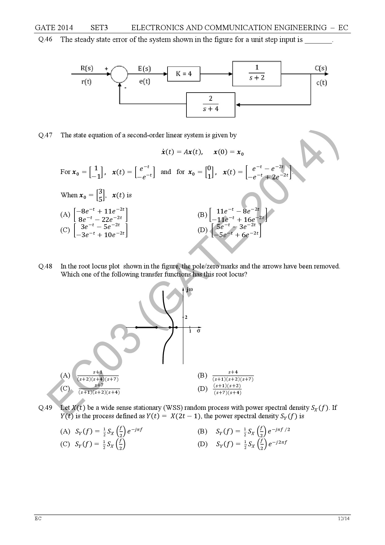 GATE Exam Question Paper 2014 Electronics and Communication Engineering Set 3 19