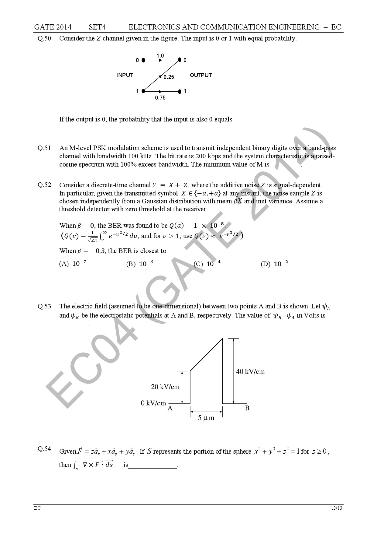 GATE Exam Question Paper 2014 Electronics and Communication Engineering Set 4 18