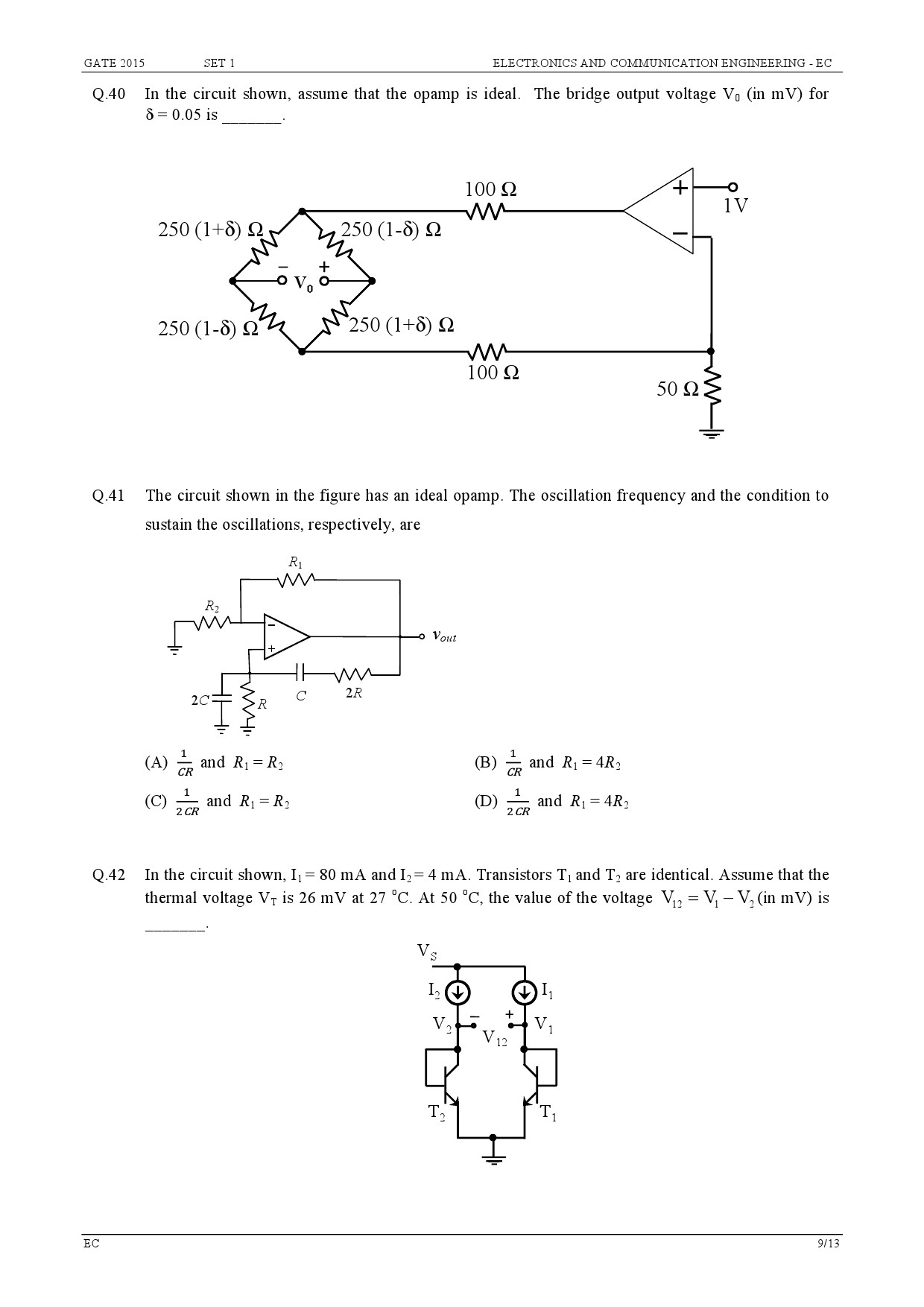 GATE Exam Question Paper 2015 Electronics and Communication Engineering Set 1 9