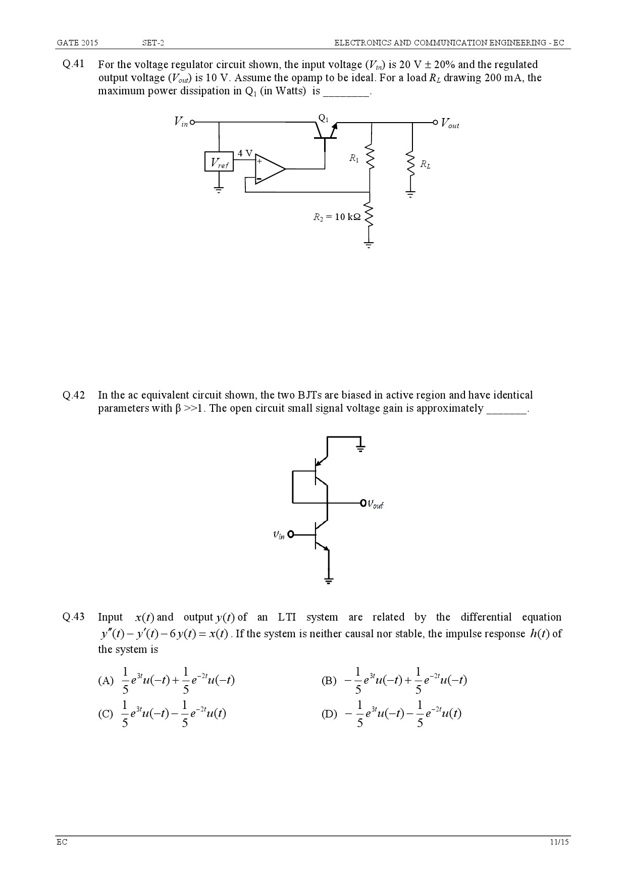 GATE Exam Question Paper 2015 Electronics and Communication Engineering Set 2 11