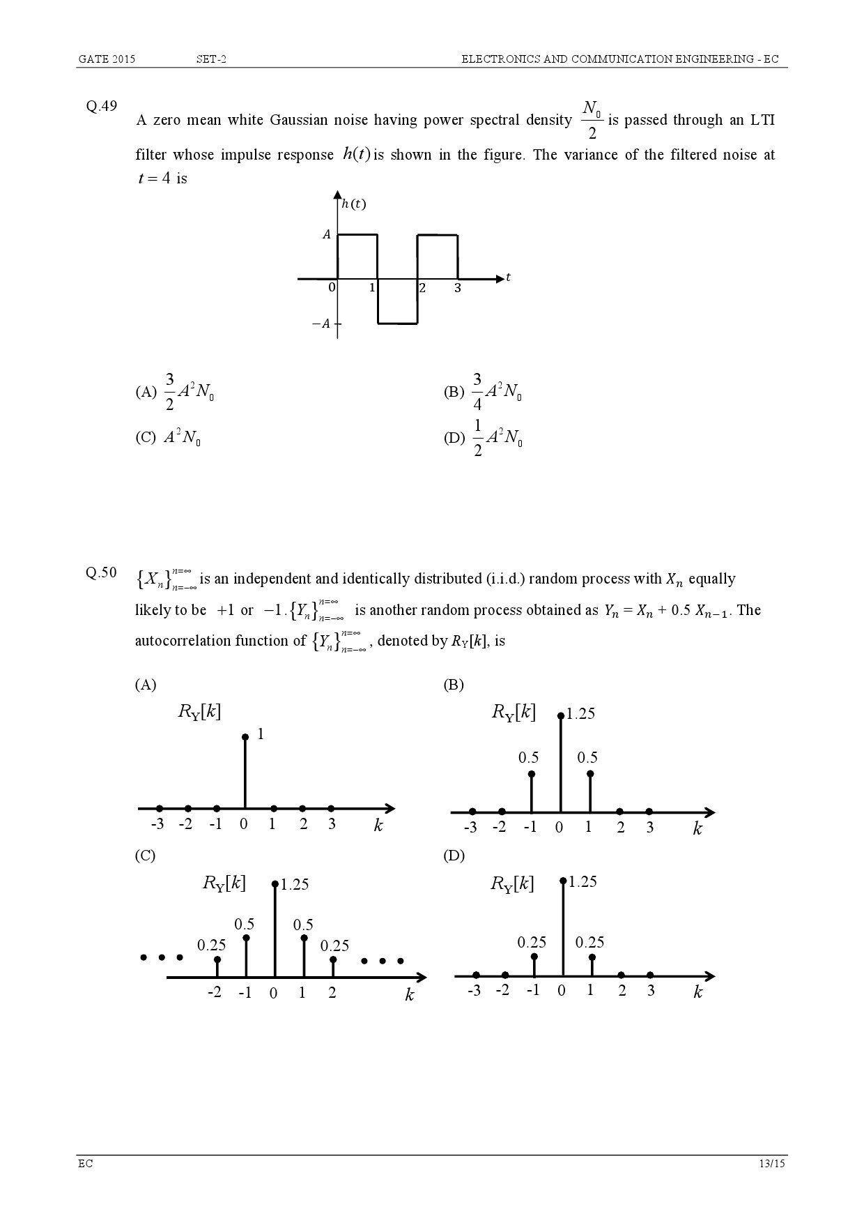 GATE Exam Question Paper 2015 Electronics and Communication Engineering Set 2 13