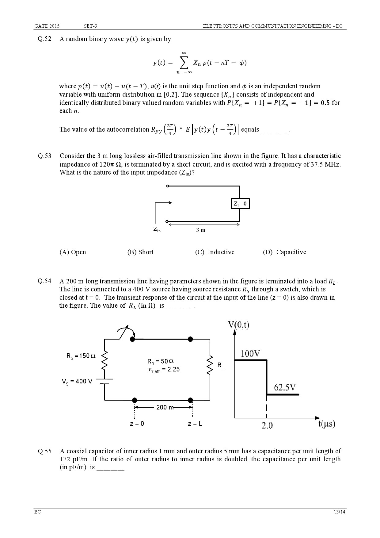 GATE Exam Question Paper 2015 Electronics and Communication Engineering Set 3 13