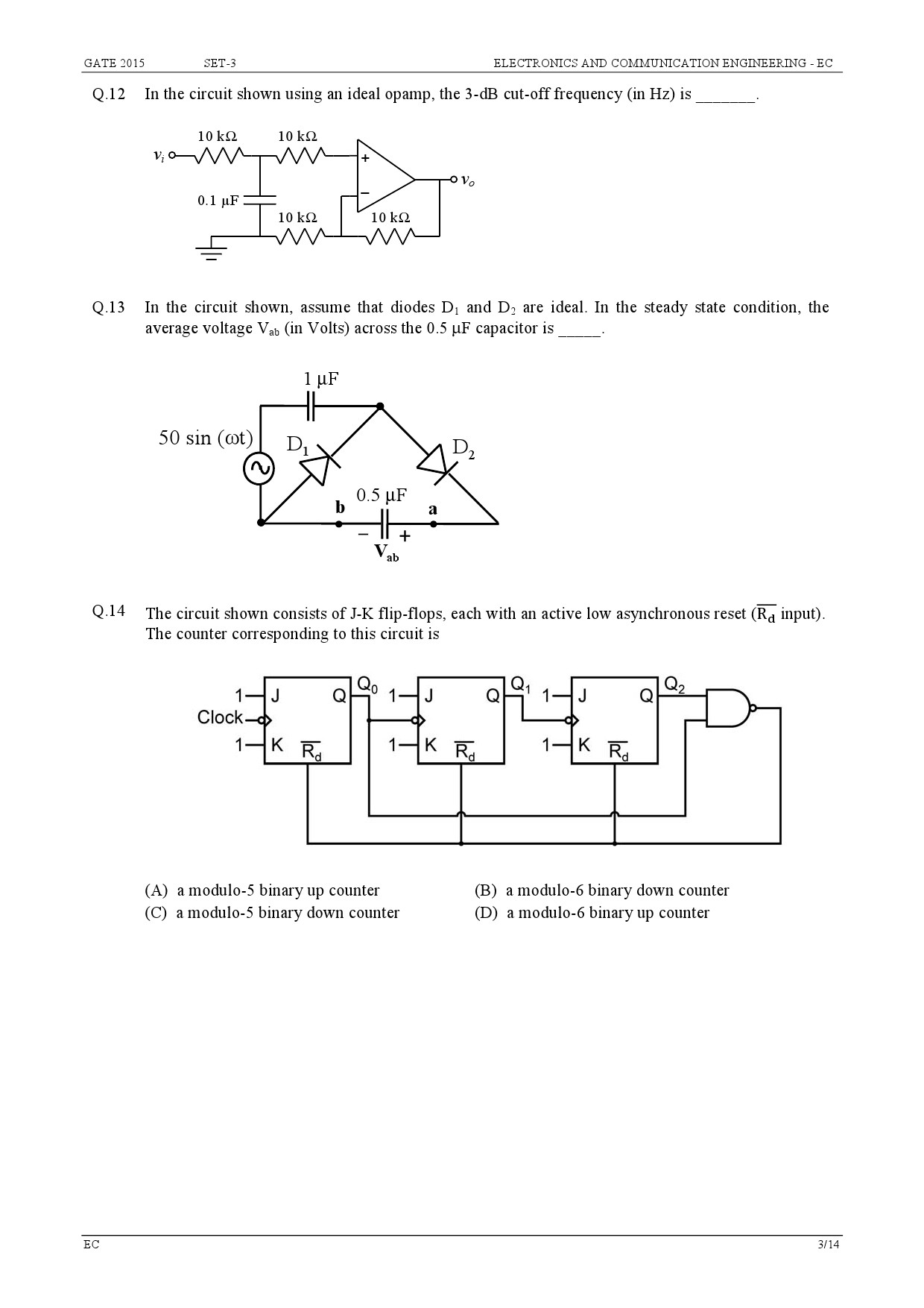 GATE Exam Question Paper 2015 Electronics and Communication Engineering Set 3 3