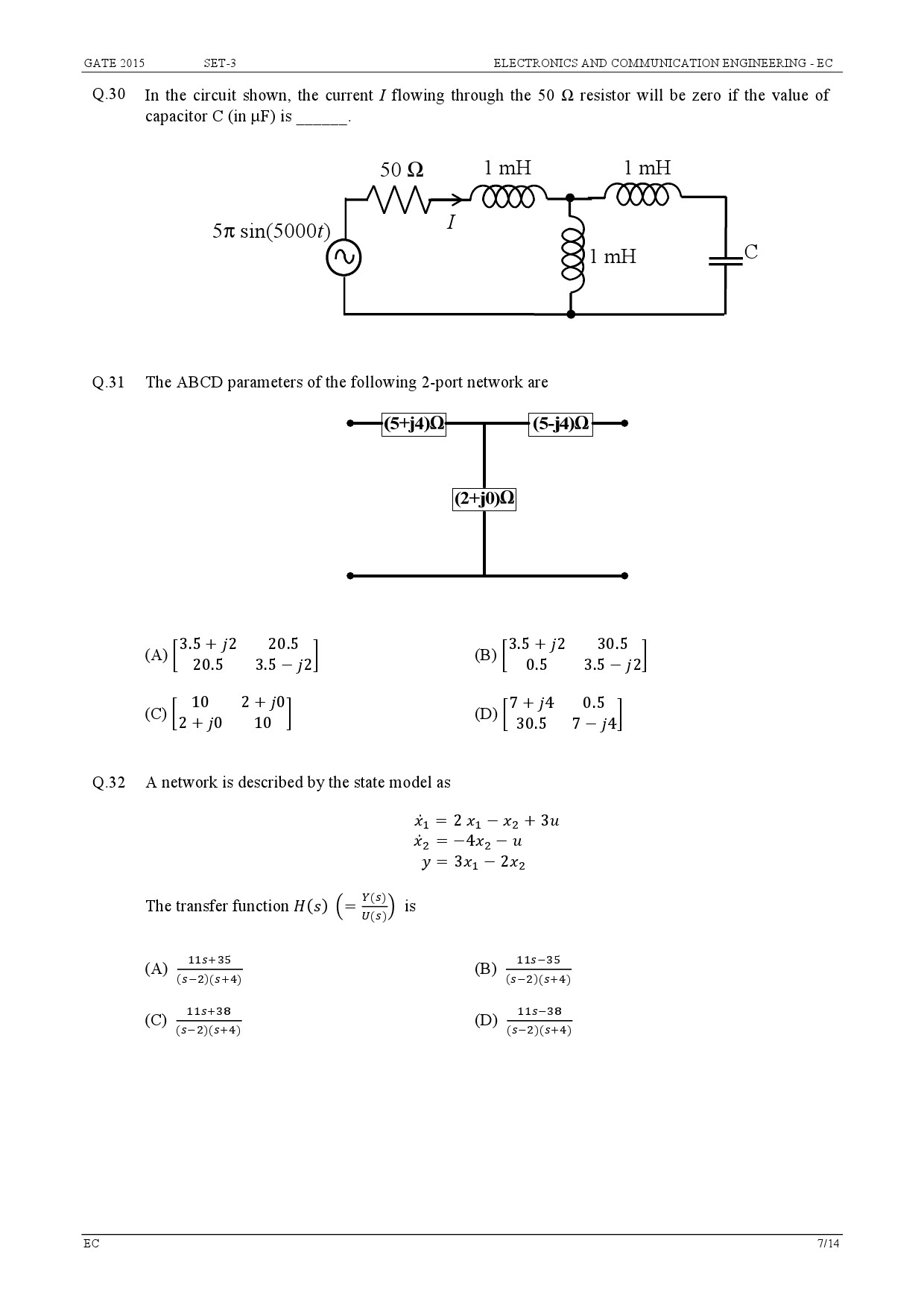 GATE Exam Question Paper 2015 Electronics and Communication Engineering Set 3 7