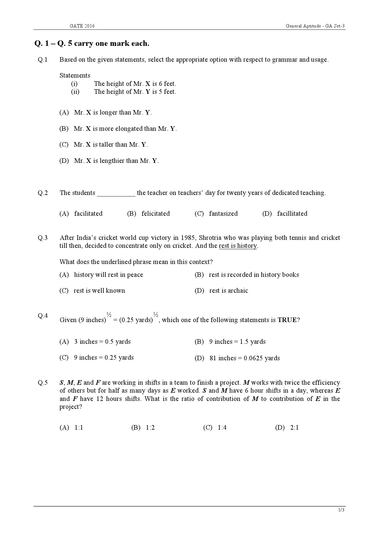 GATE Exam Question Paper 2016 Electronics and Communication Engineering Set 2 1