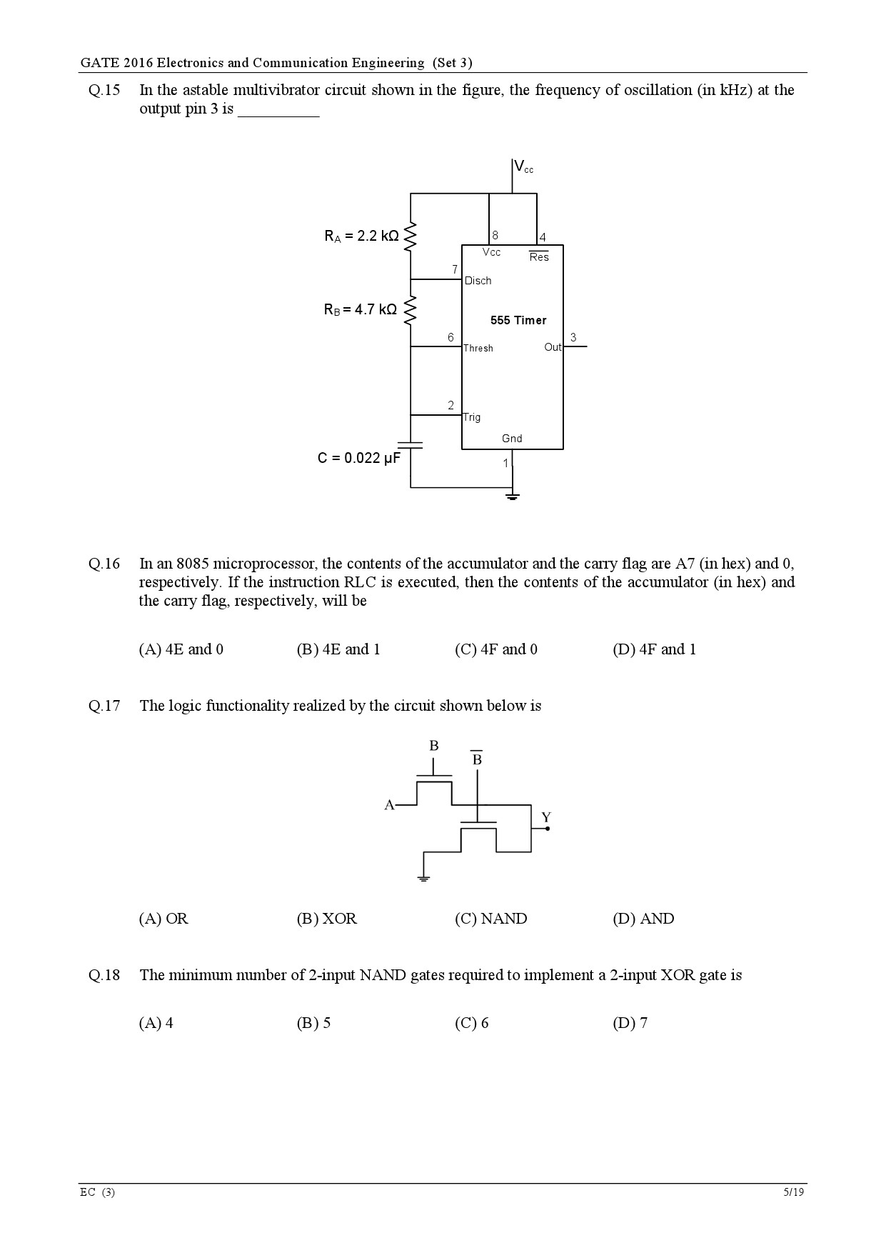 GATE Exam Question Paper 2016 Electronics and Communication Engineering Set 3 8