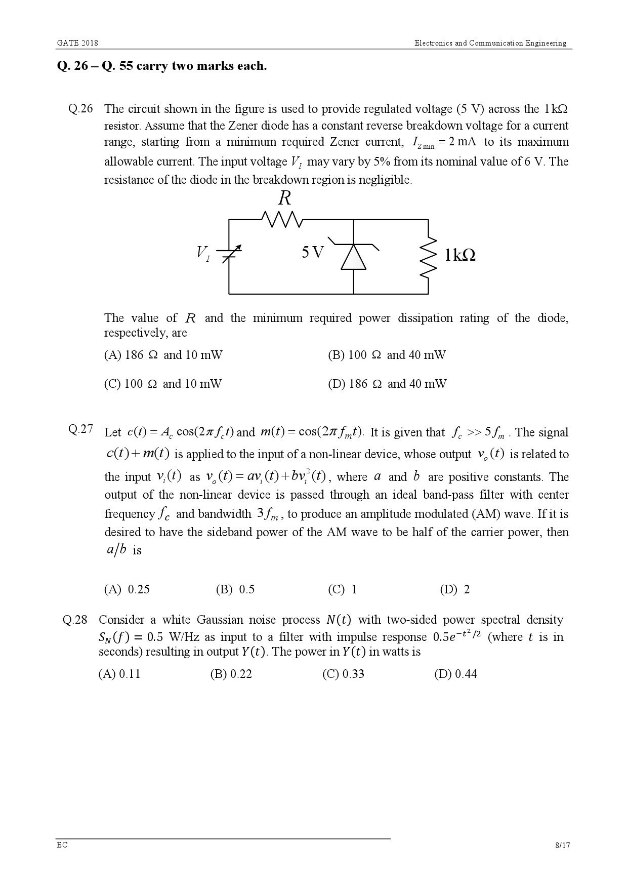 GATE Exam Question Paper 2018 Electronics and Communication Engineering 11