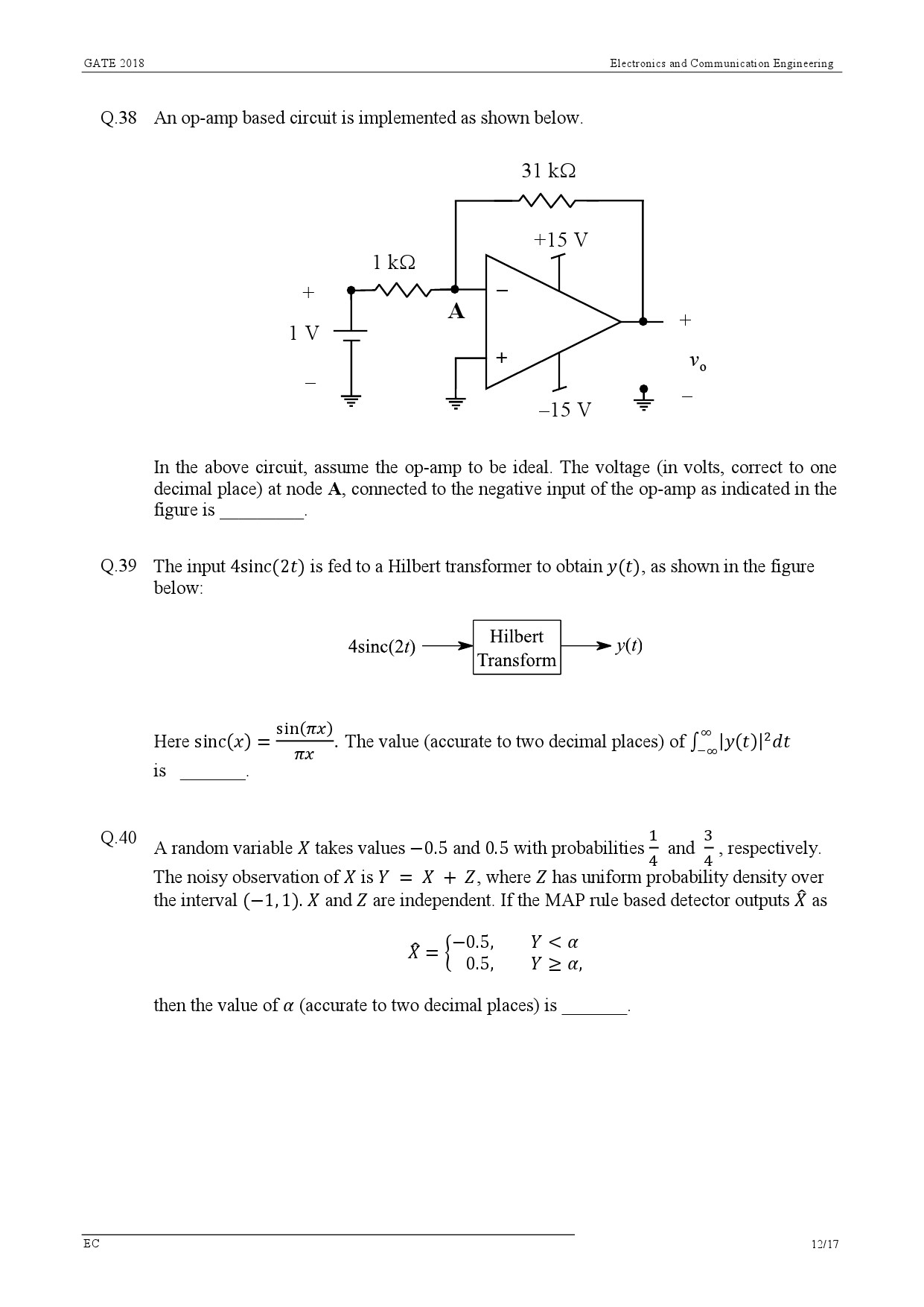 GATE Exam Question Paper 2018 Electronics and Communication Engineering 15