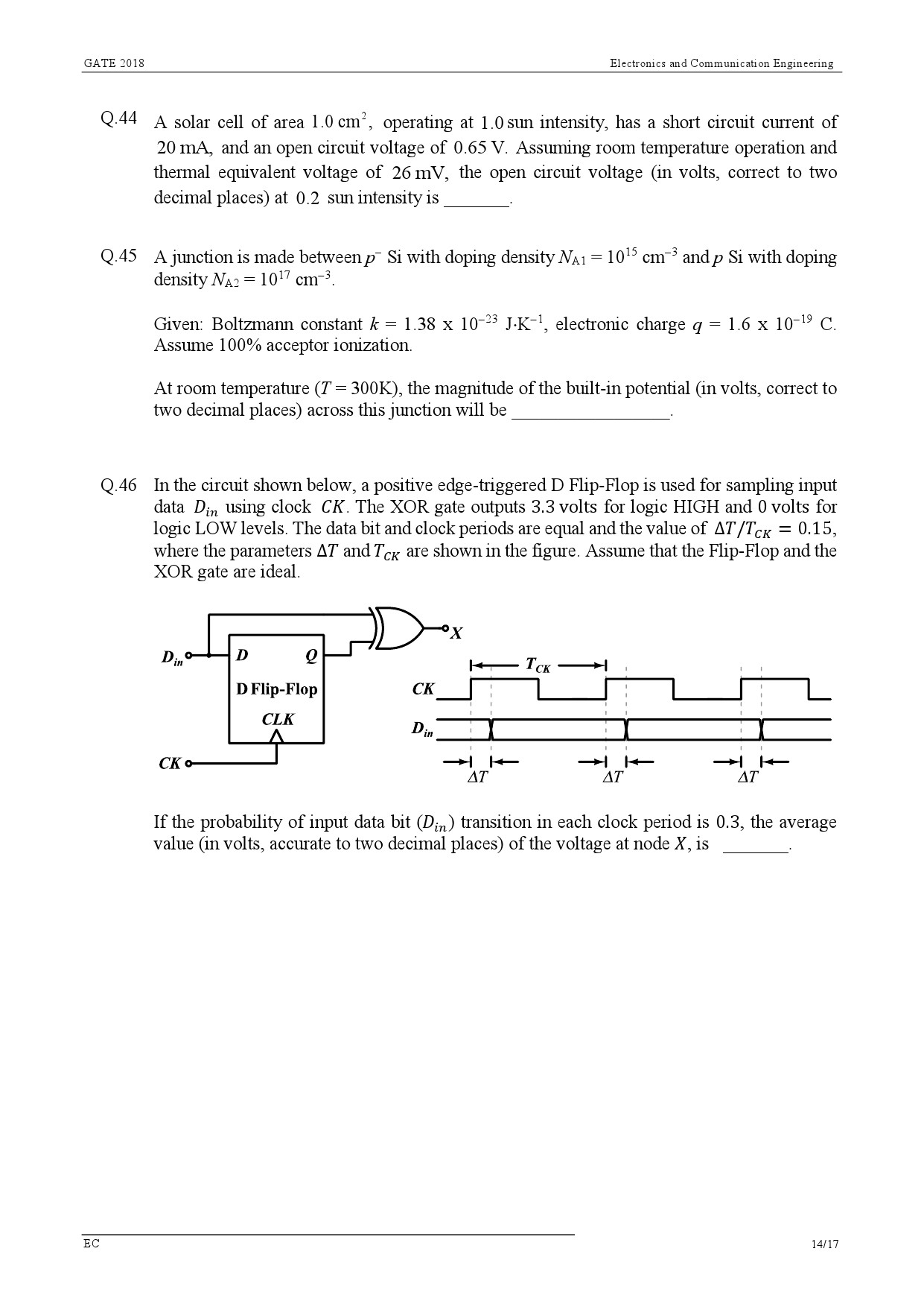 GATE Exam Question Paper 2018 Electronics and Communication Engineering 17