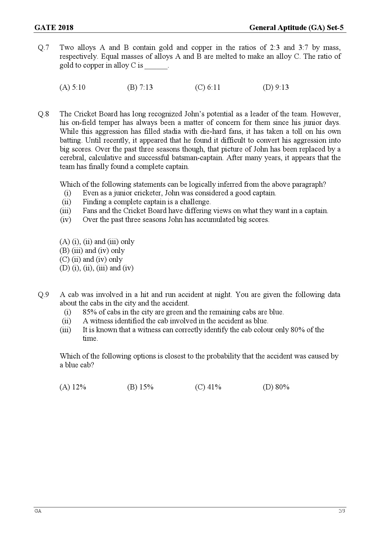 GATE Exam Question Paper 2018 Electronics and Communication Engineering 2