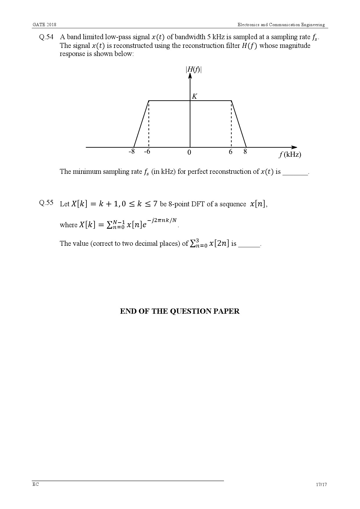 GATE Exam Question Paper 2018 Electronics and Communication Engineering 20