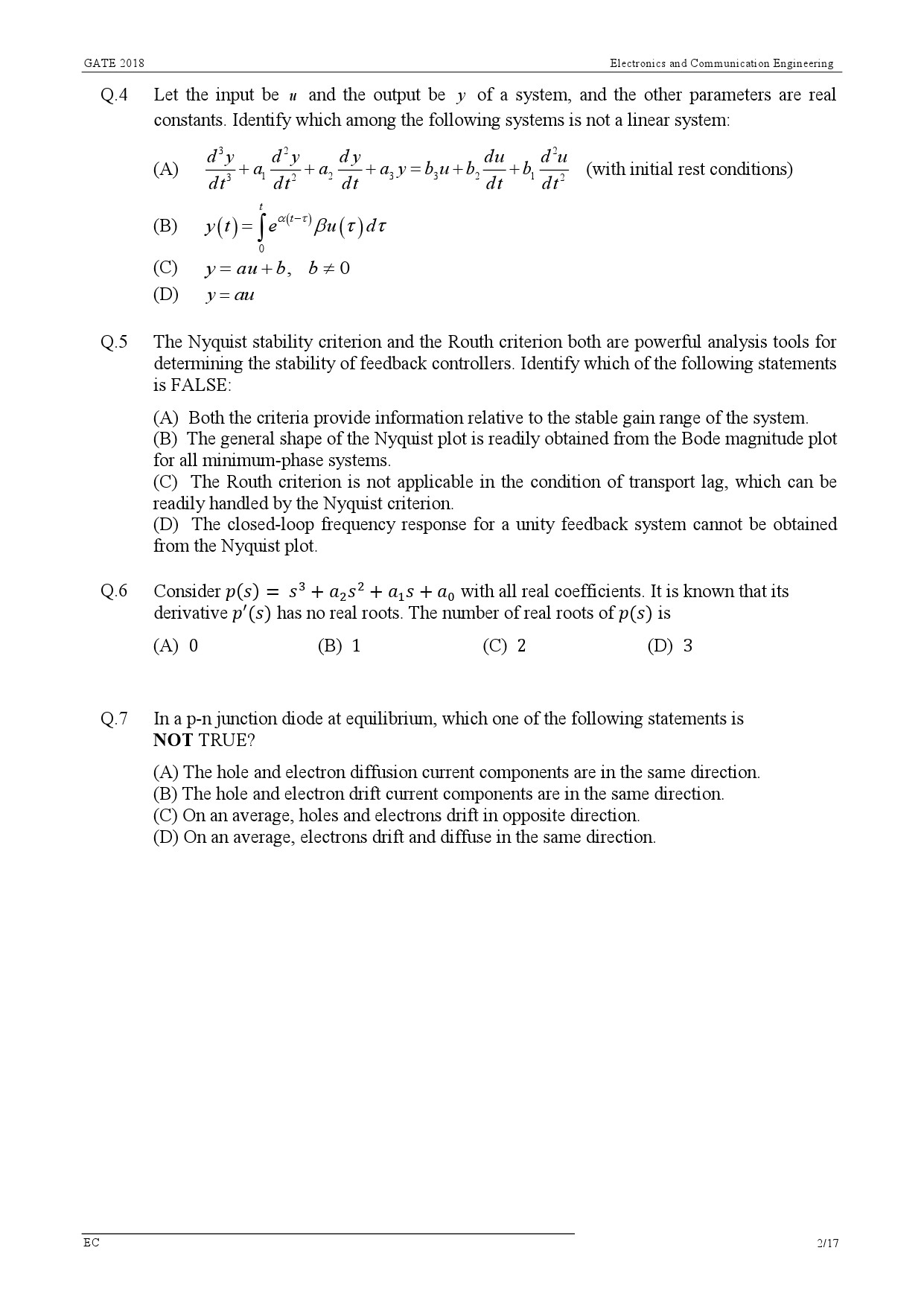 GATE Exam Question Paper 2018 Electronics and Communication Engineering 5