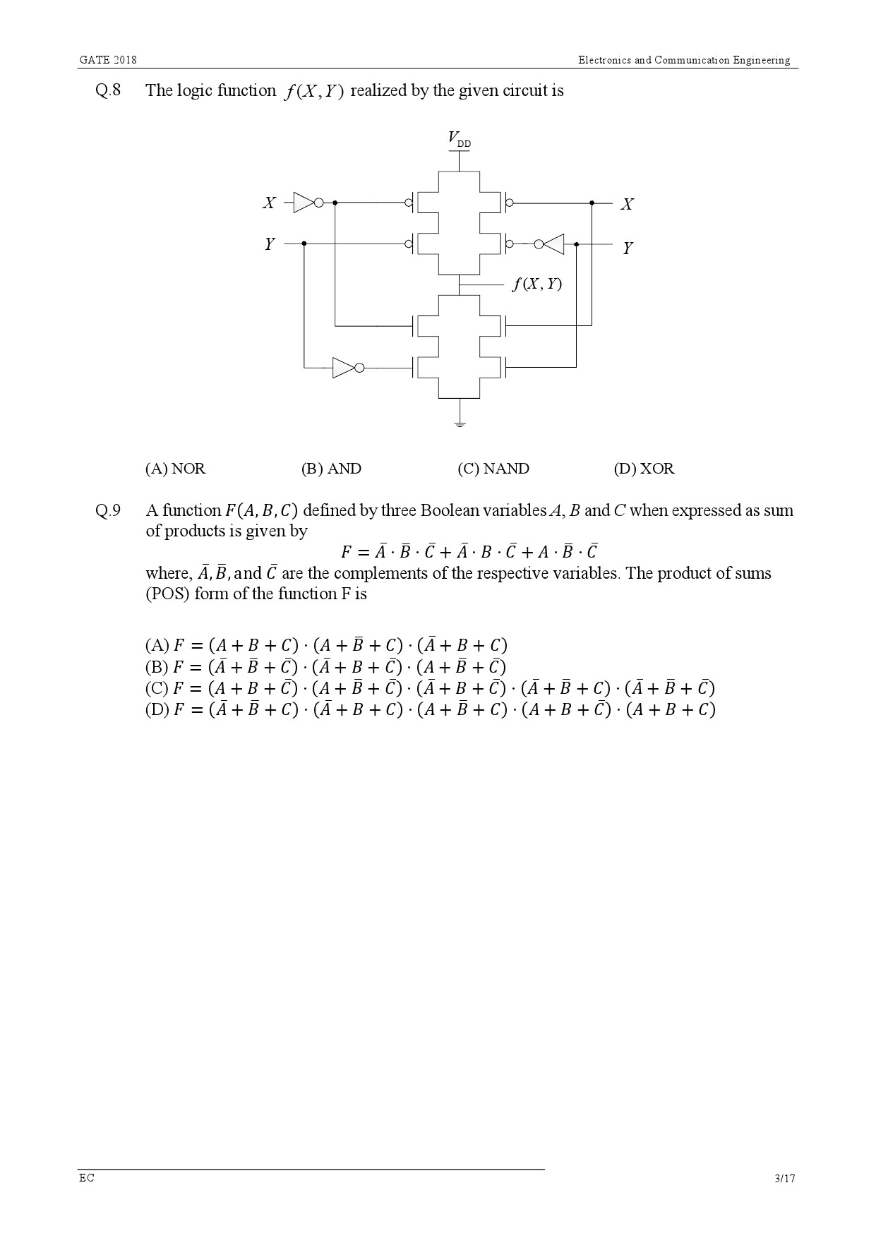 GATE Exam Question Paper 2018 Electronics and Communication Engineering 6