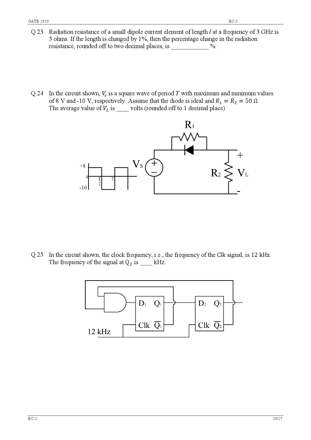 GATE Exam Question Paper 2019 Electronics and Communication Engineering 15