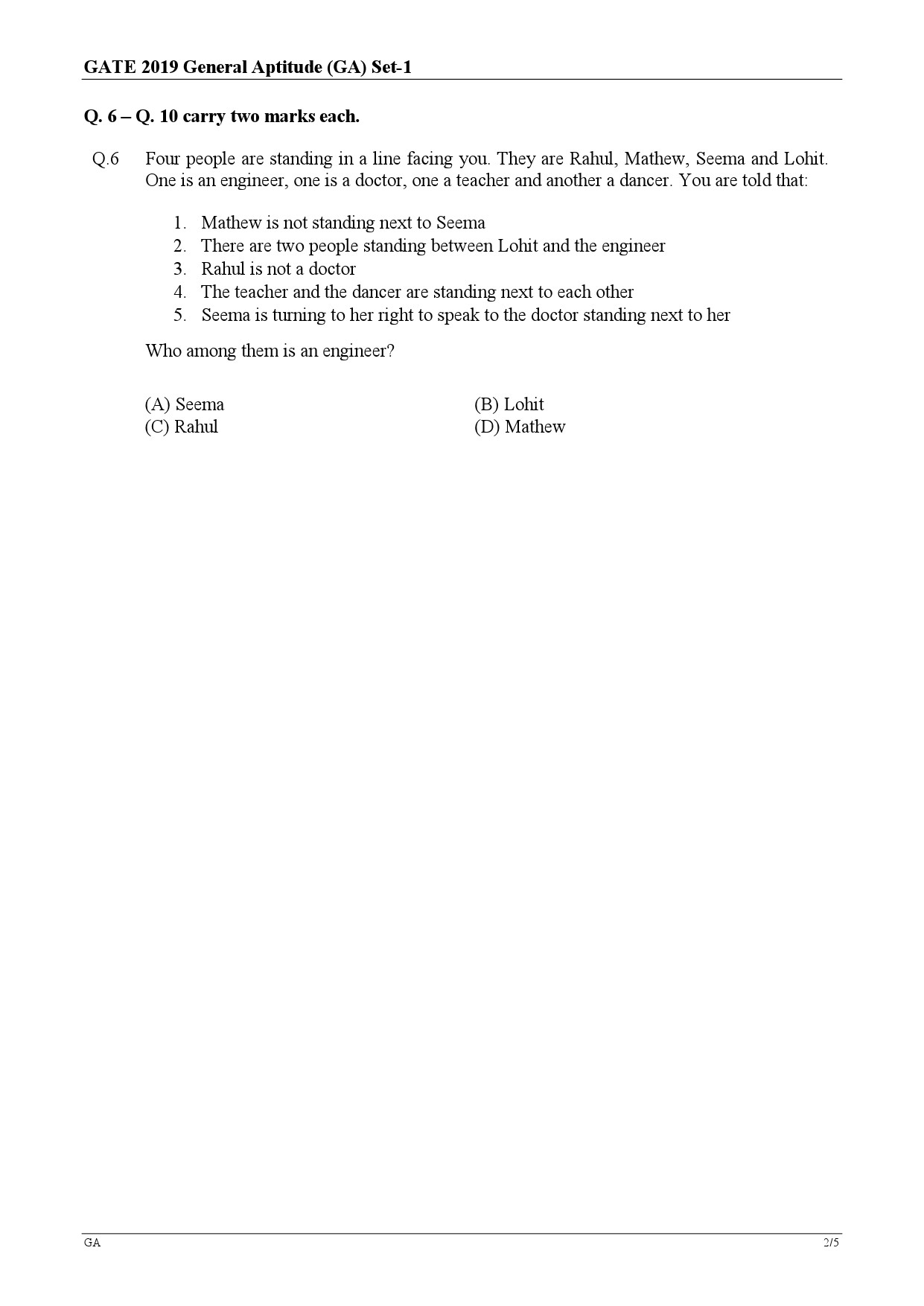 GATE Exam Question Paper 2019 Electronics and Communication Engineering 2