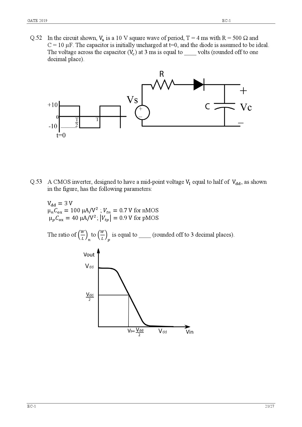 GATE Exam Question Paper 2019 Electronics and Communication Engineering 26