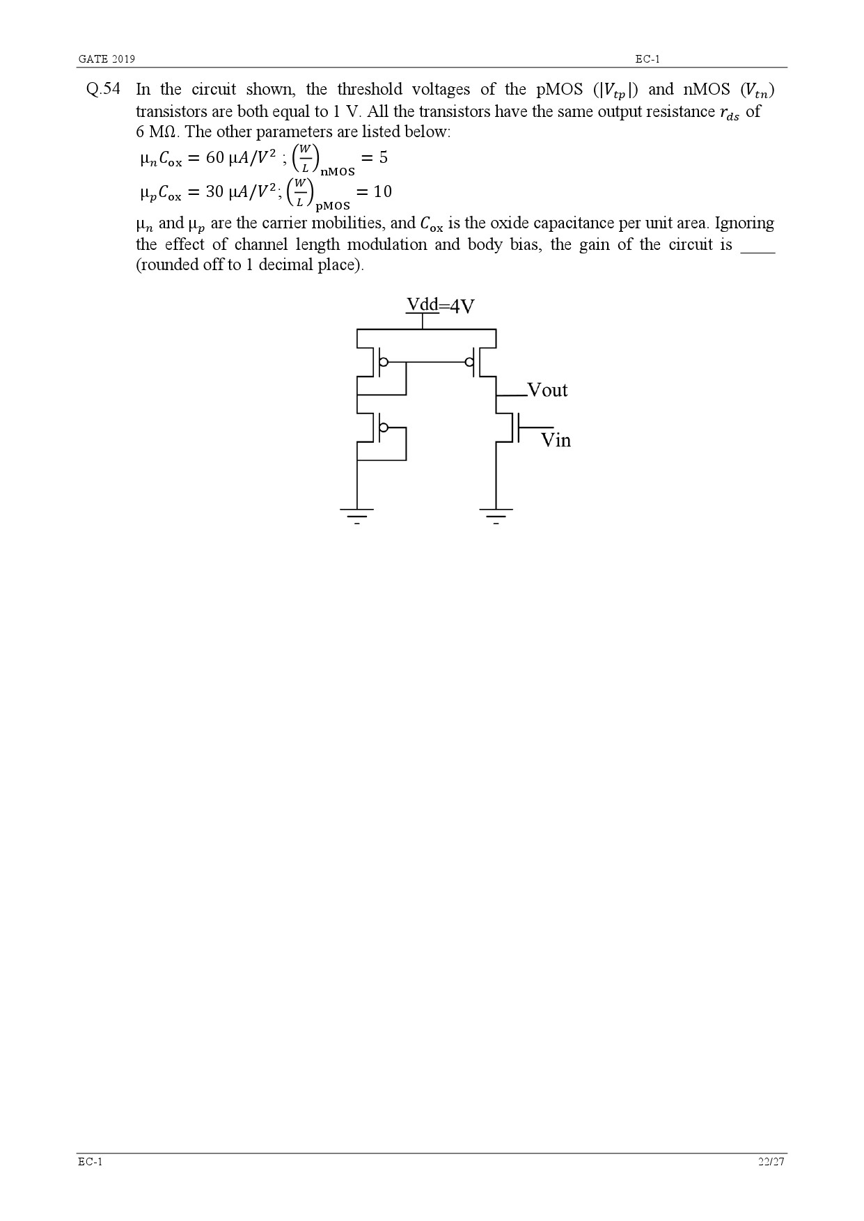 GATE Exam Question Paper 2019 Electronics and Communication Engineering 27