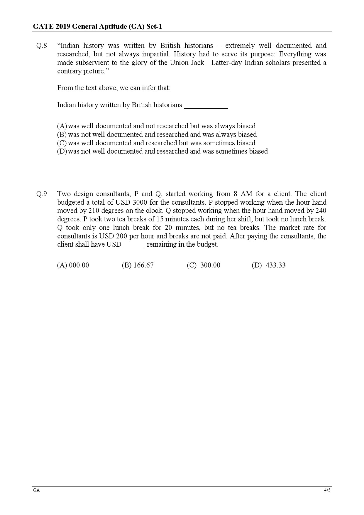 GATE Exam Question Paper 2019 Electronics and Communication Engineering 4