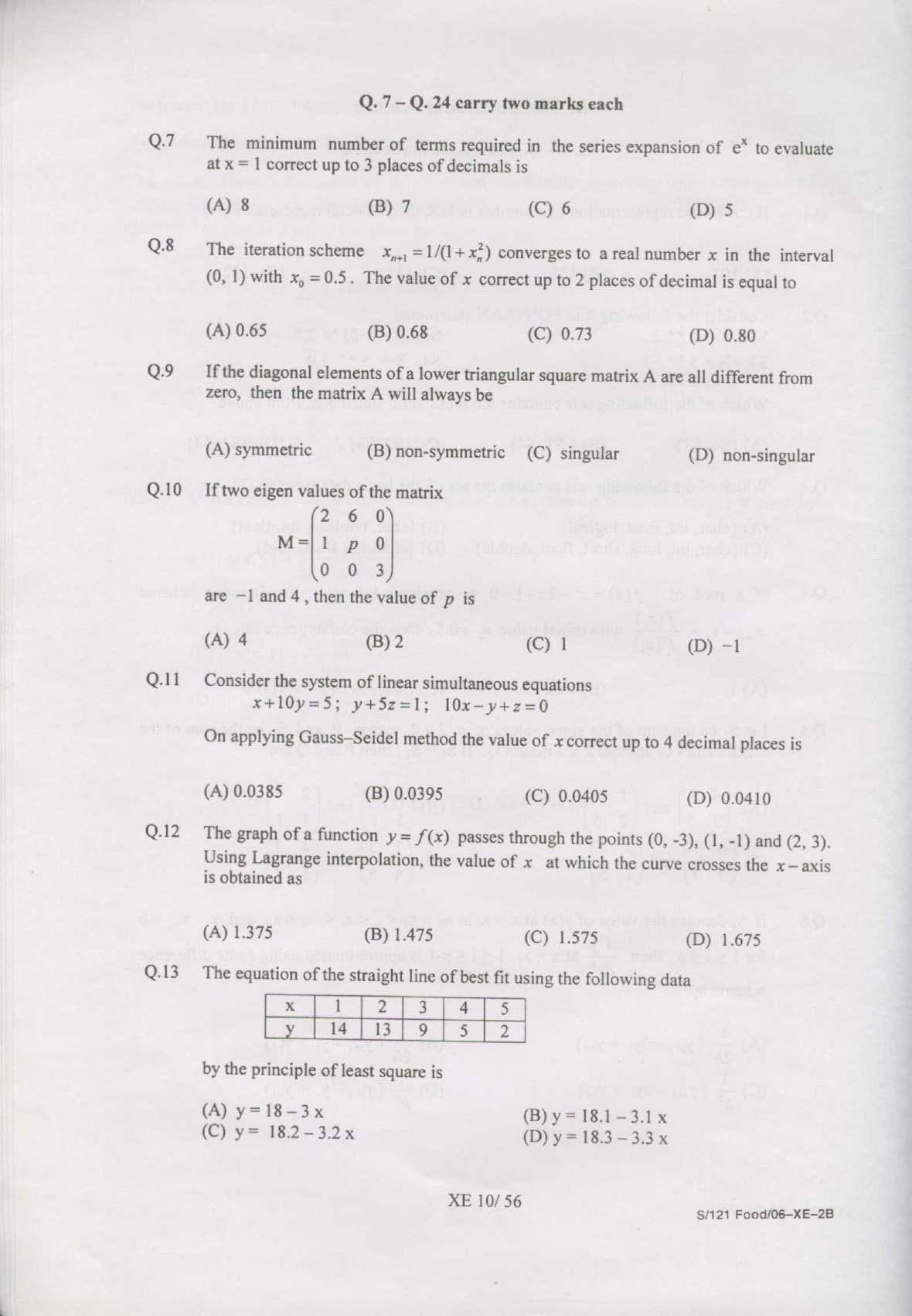 GATE Exam Question Paper 2007 Engineering Sciences 10