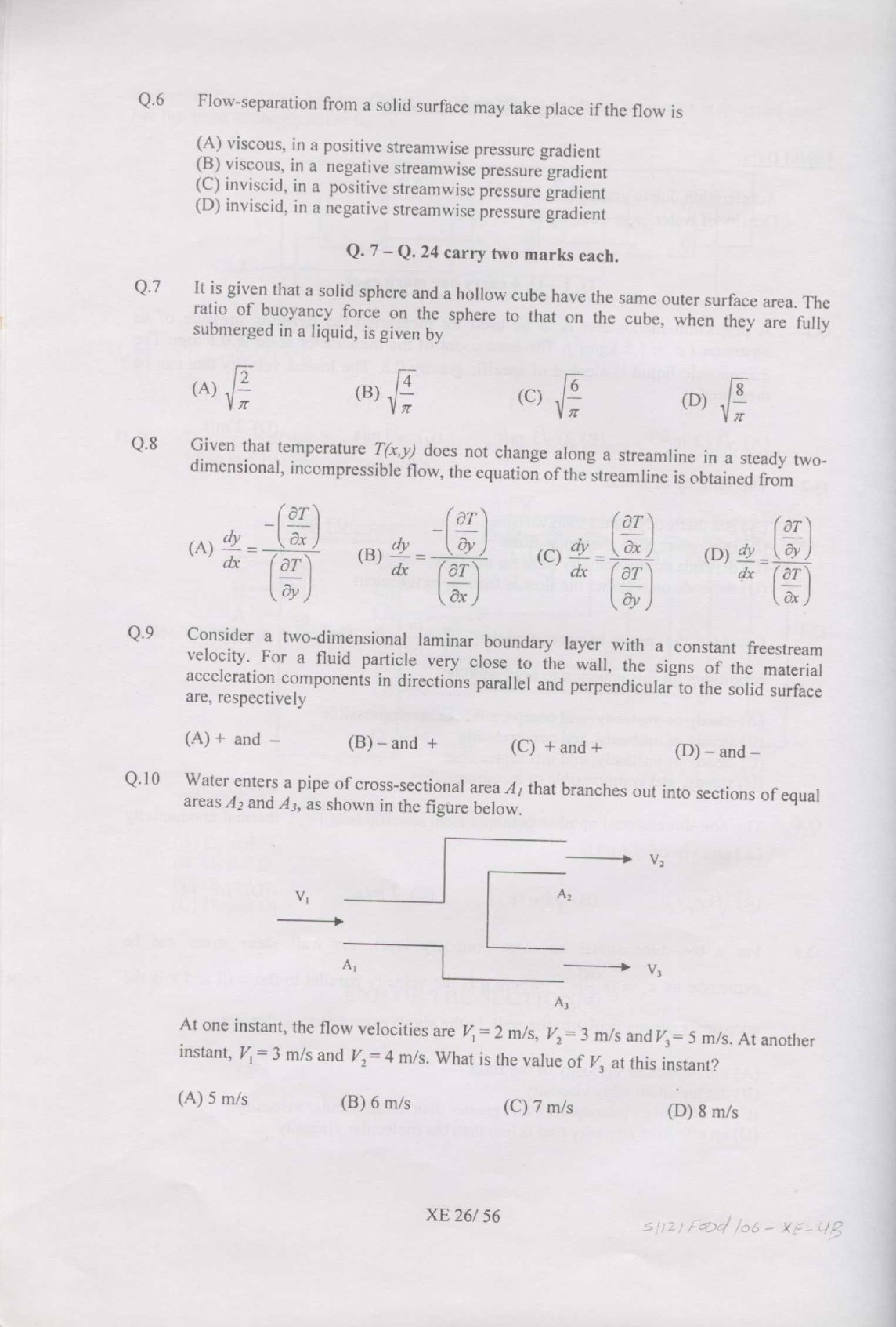 GATE Exam Question Paper 2007 Engineering Sciences 26