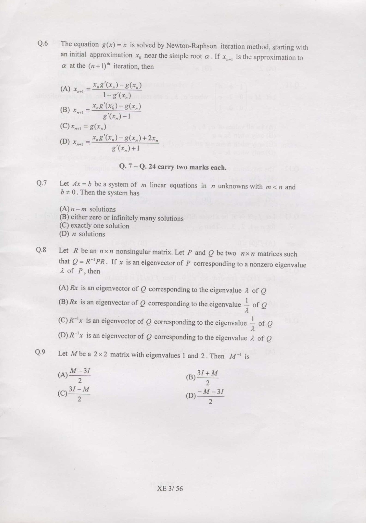 GATE Exam Question Paper 2007 Engineering Sciences 3