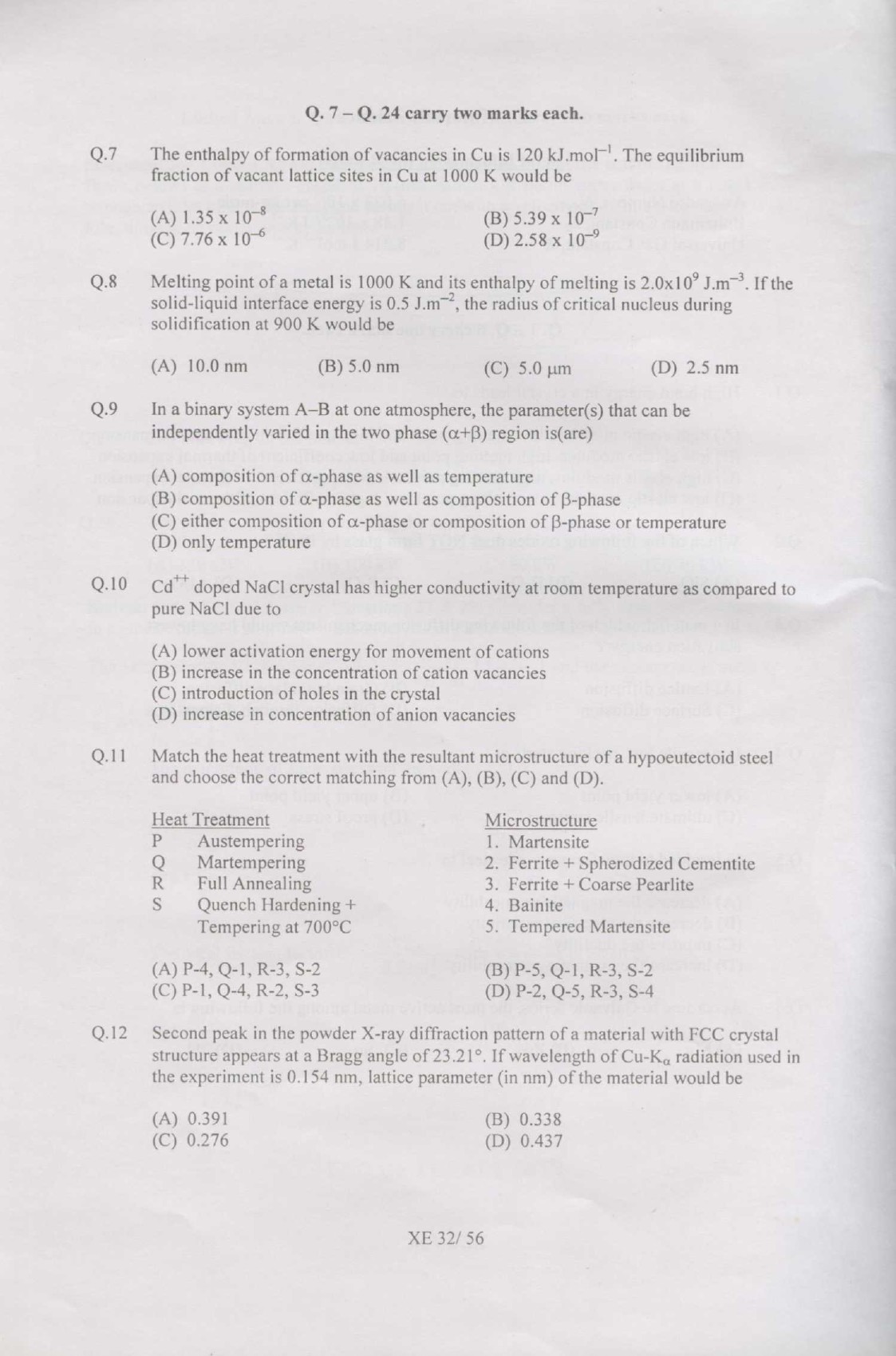 GATE Exam Question Paper 2007 Engineering Sciences 32