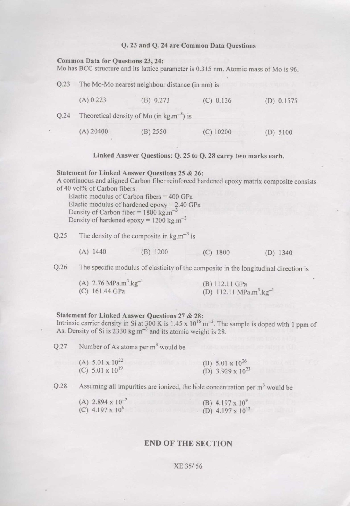GATE Exam Question Paper 2007 Engineering Sciences 35