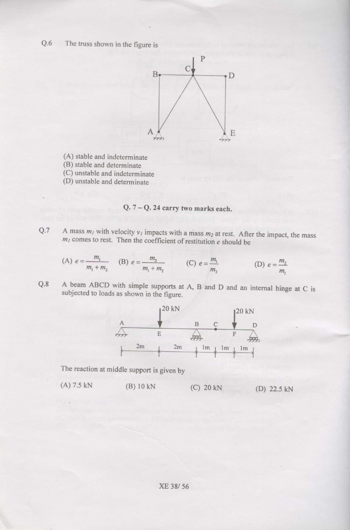 GATE Exam Question Paper 2007 Engineering Sciences 38