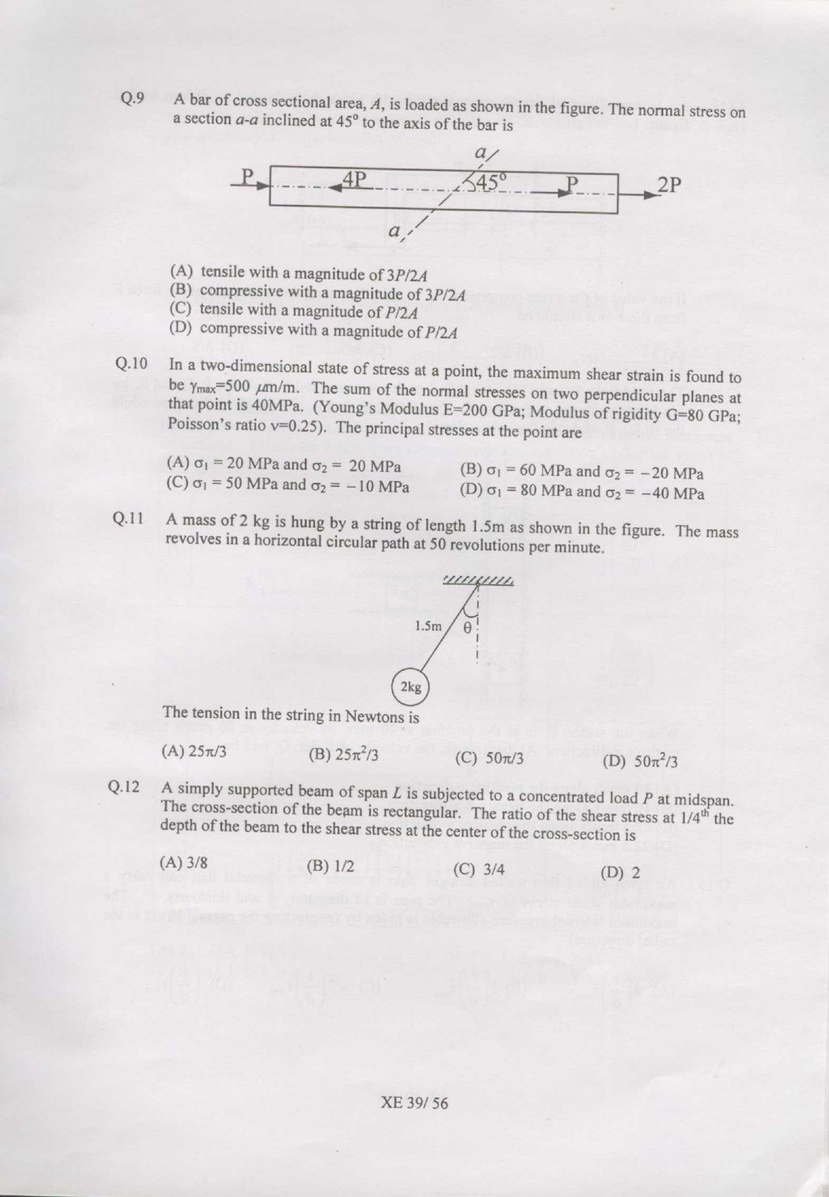 GATE Exam Question Paper 2007 Engineering Sciences 39