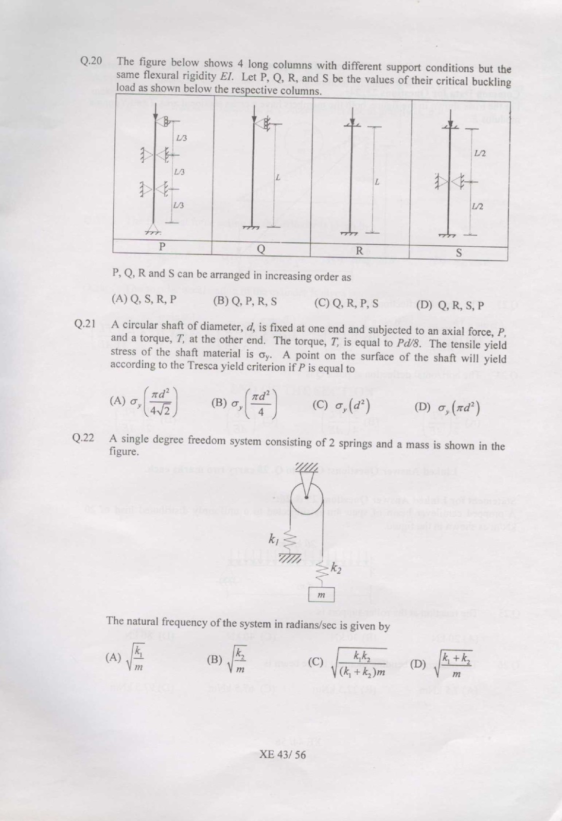 GATE Exam Question Paper 2007 Engineering Sciences 43