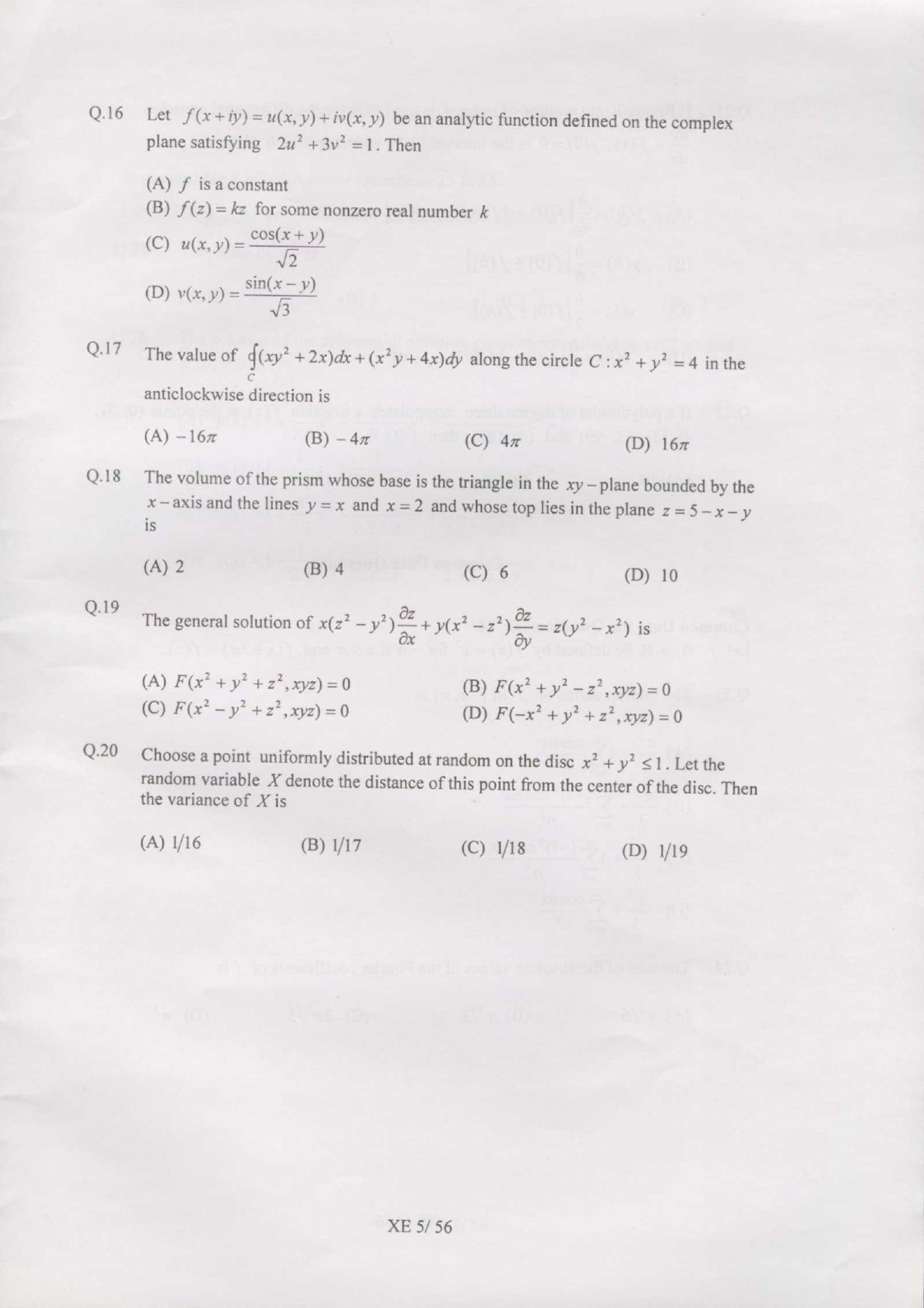 GATE Exam Question Paper 2007 Engineering Sciences 5