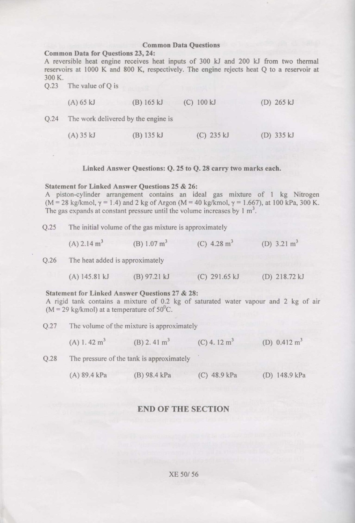 GATE Exam Question Paper 2007 Engineering Sciences 50