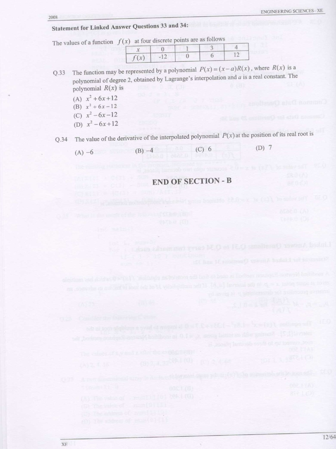 GATE Exam Question Paper 2008 Engineering Sciences 12