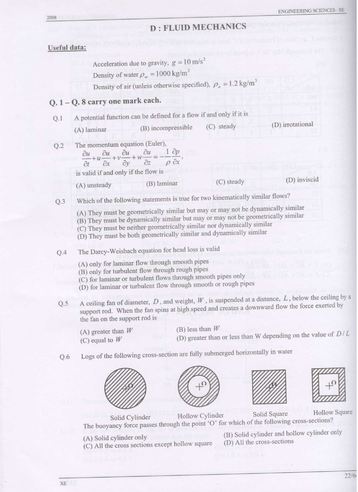GATE Exam Question Paper 2008 Engineering Sciences 22