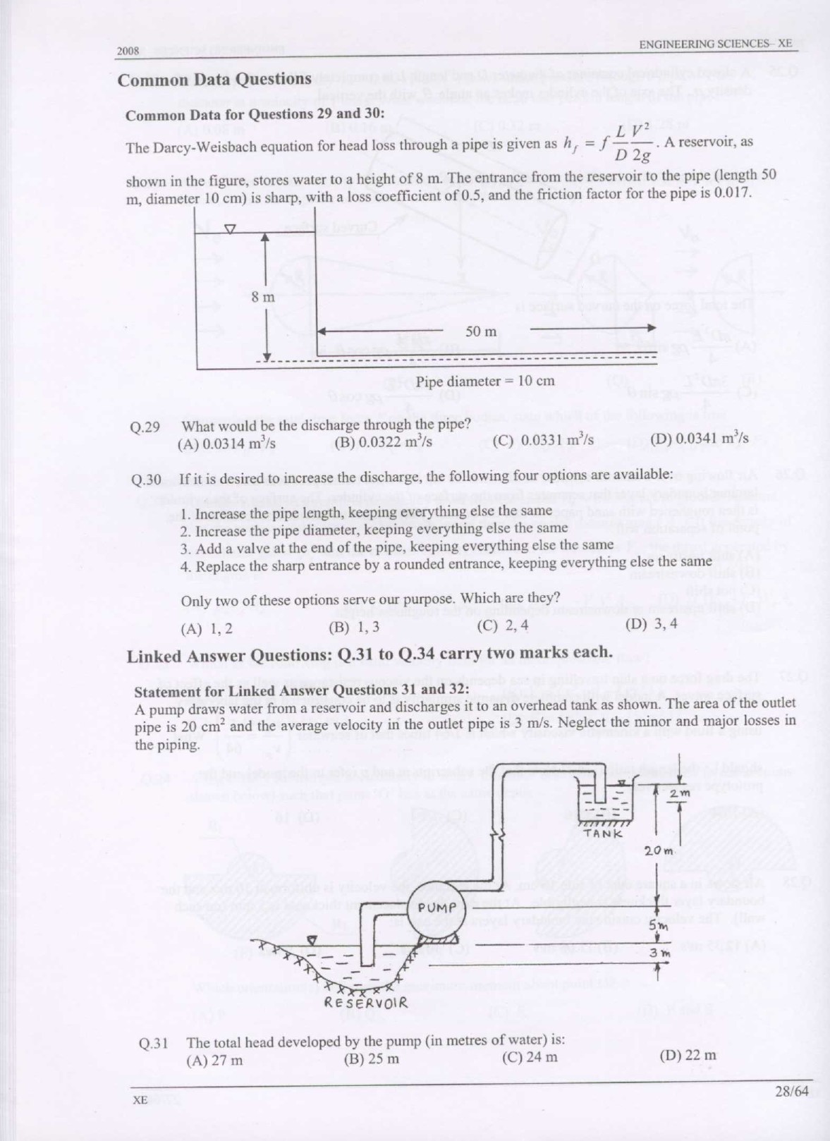 GATE Exam Question Paper 2008 Engineering Sciences 28