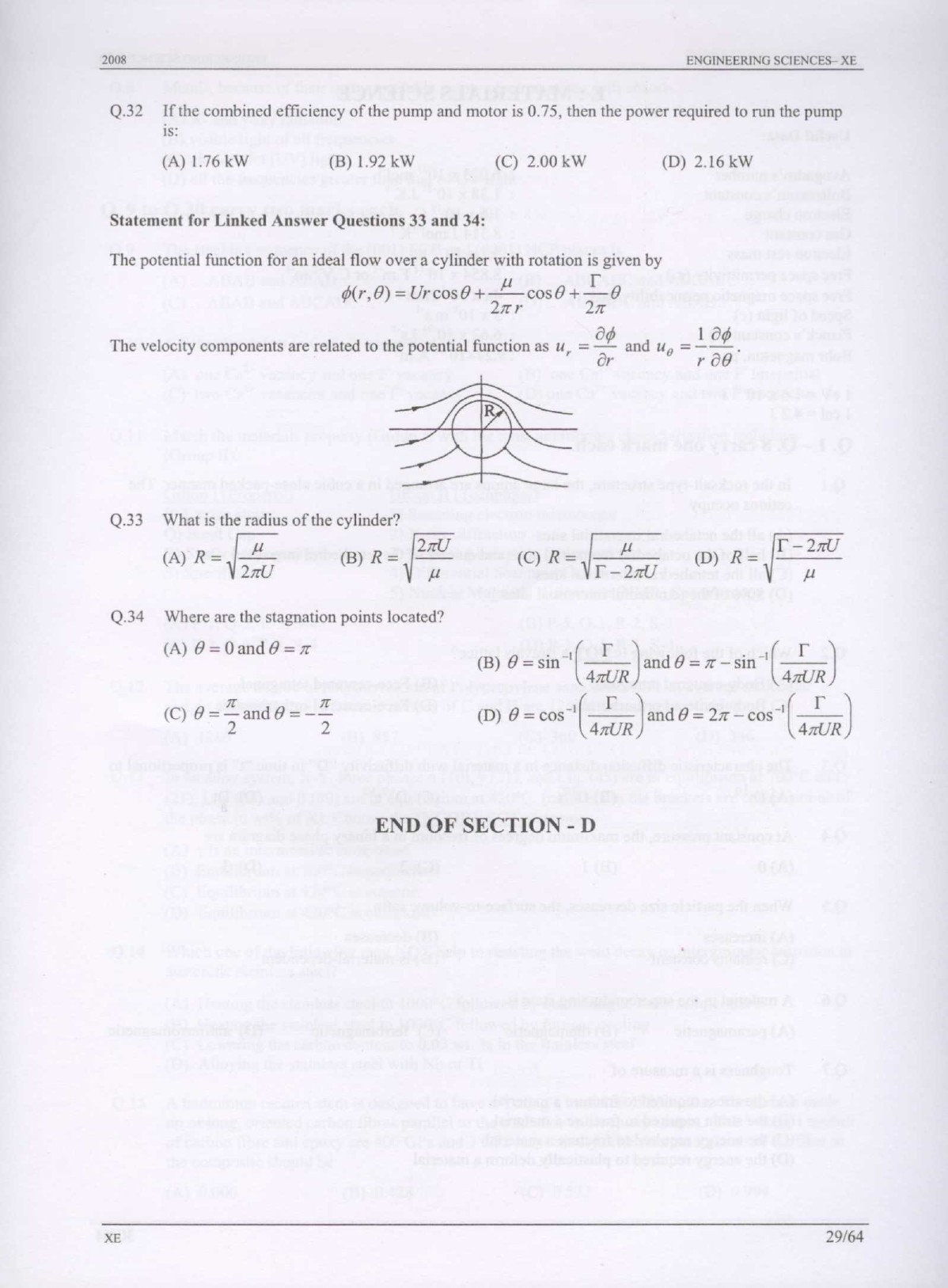 GATE Exam Question Paper 2008 Engineering Sciences 29