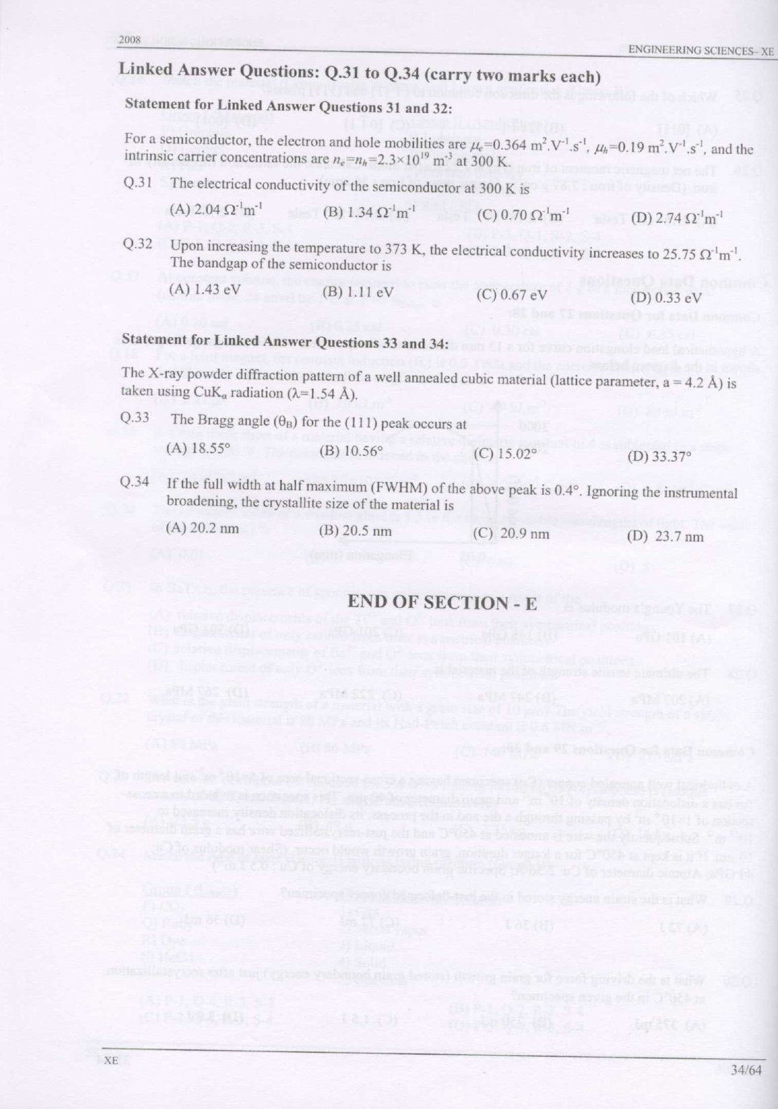 GATE Exam Question Paper 2008 Engineering Sciences 34