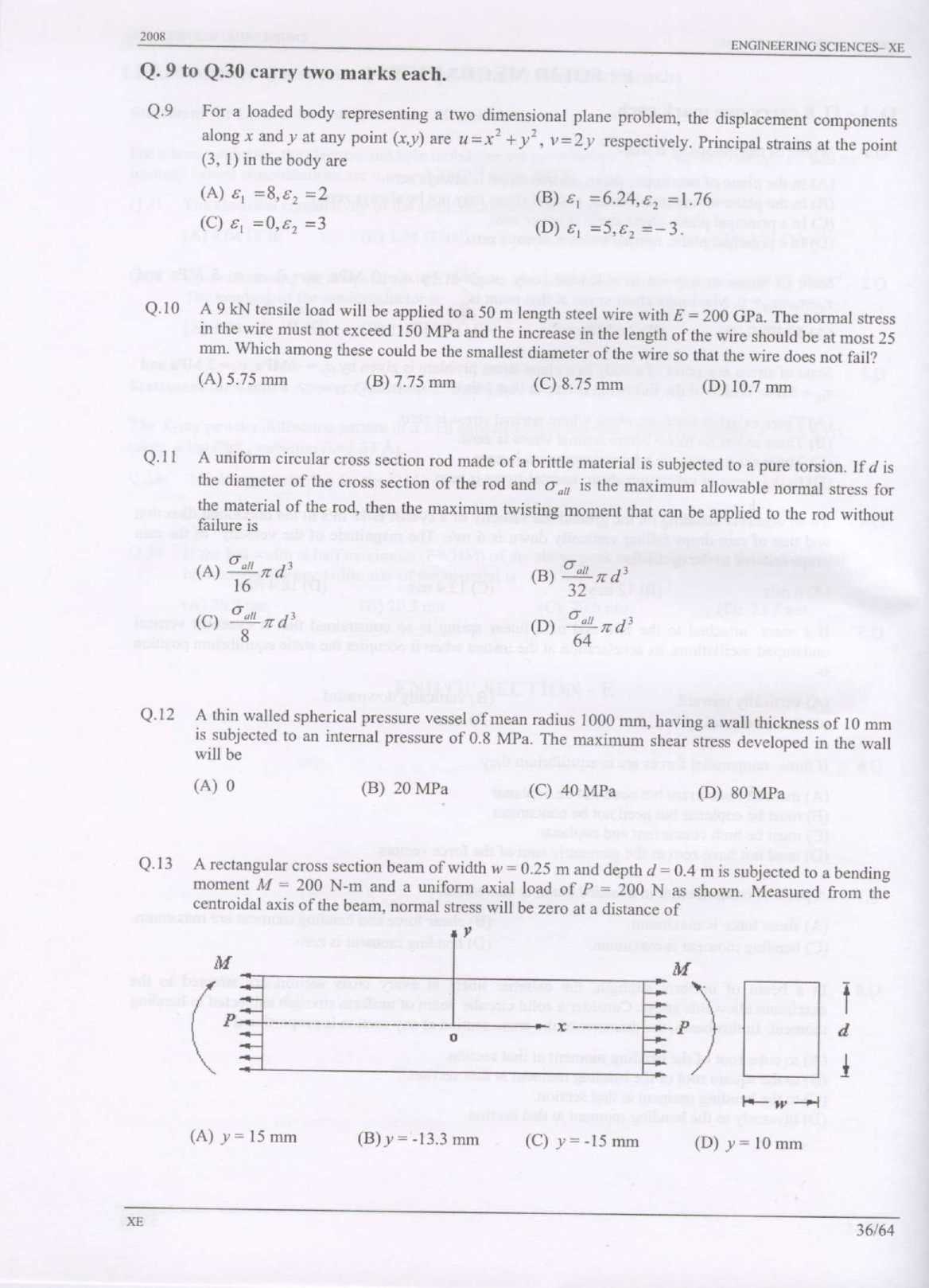 GATE Exam Question Paper 2008 Engineering Sciences 36
