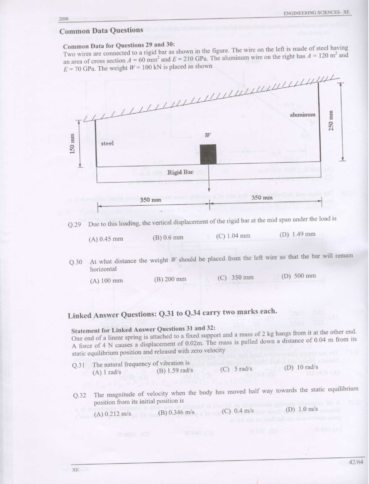 GATE Exam Question Paper 2008 Engineering Sciences 42