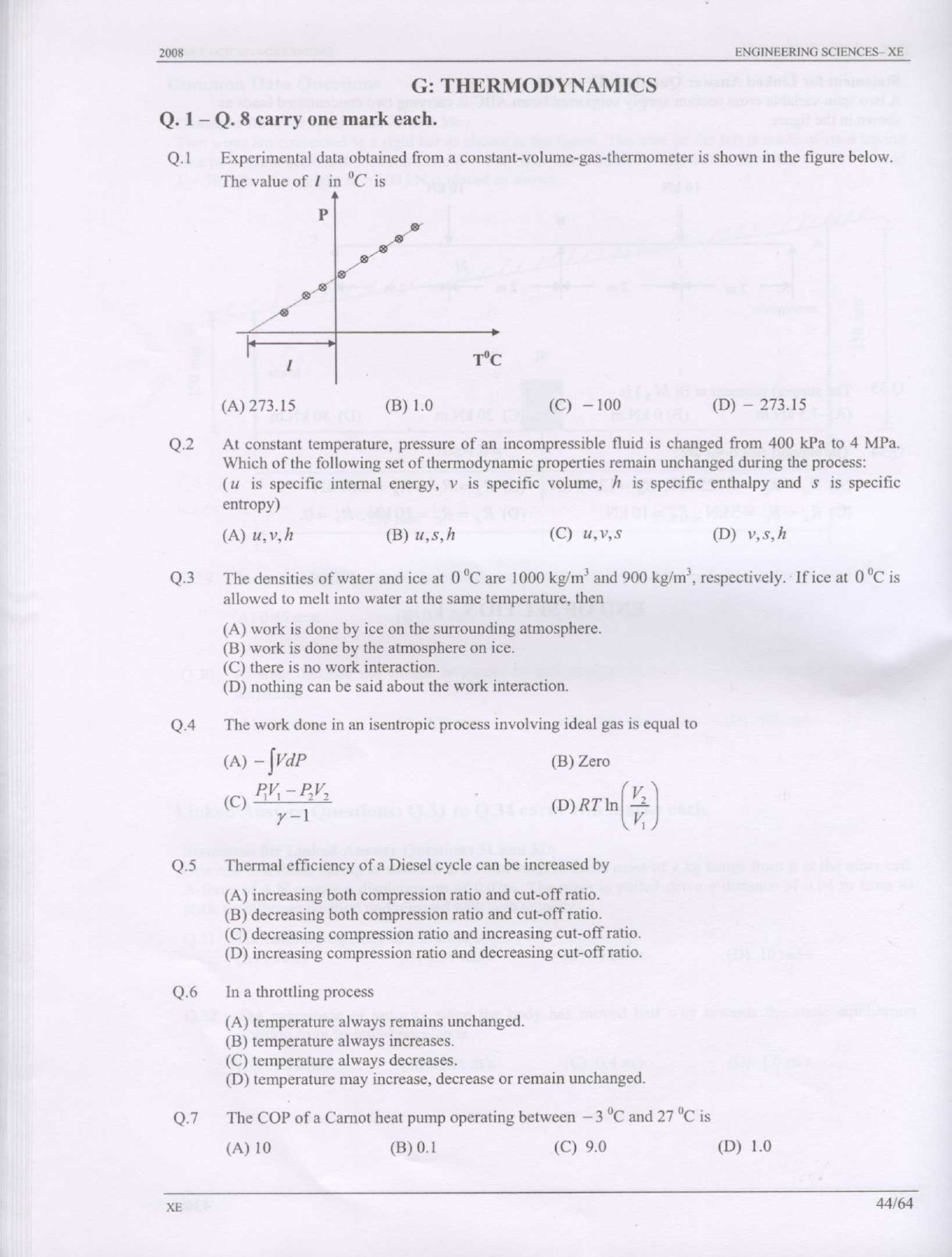 GATE Exam Question Paper 2008 Engineering Sciences 44