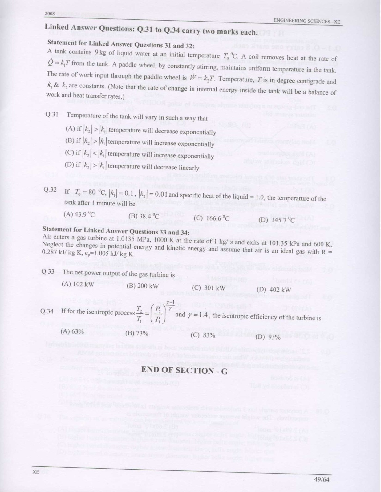 GATE Exam Question Paper 2008 Engineering Sciences 49